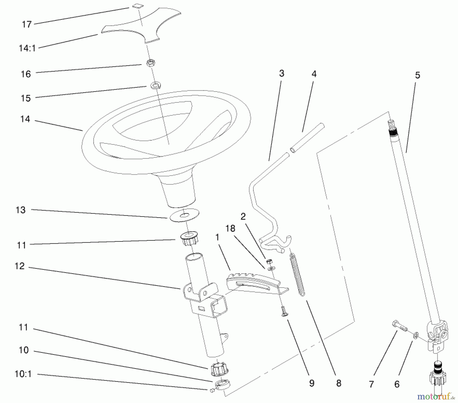  Toro Neu Mowers, Lawn & Garden Tractor Seite 1 73570 (520xi) - Toro 520xi Garden Tractor, 2000 (200000001-200999999) MANUAL STEERING & TILT ASSEMBLY