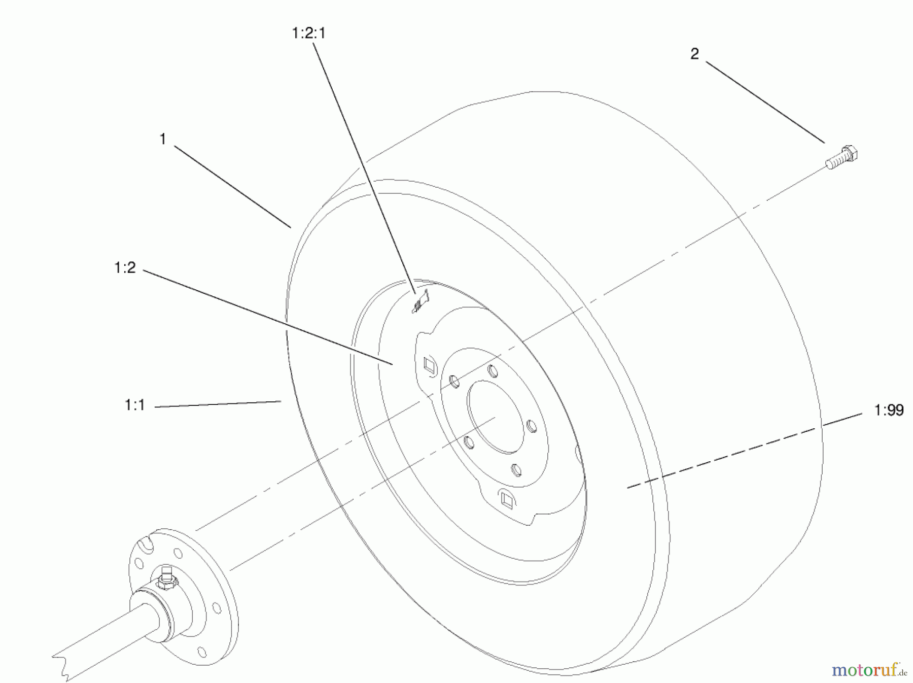 Toro Neu Mowers, Lawn & Garden Tractor Seite 1 73471 (518xi) - Toro 518xi Garden Tractor, 2000 (200000001-200999999) WHEEL ASSEMBLY