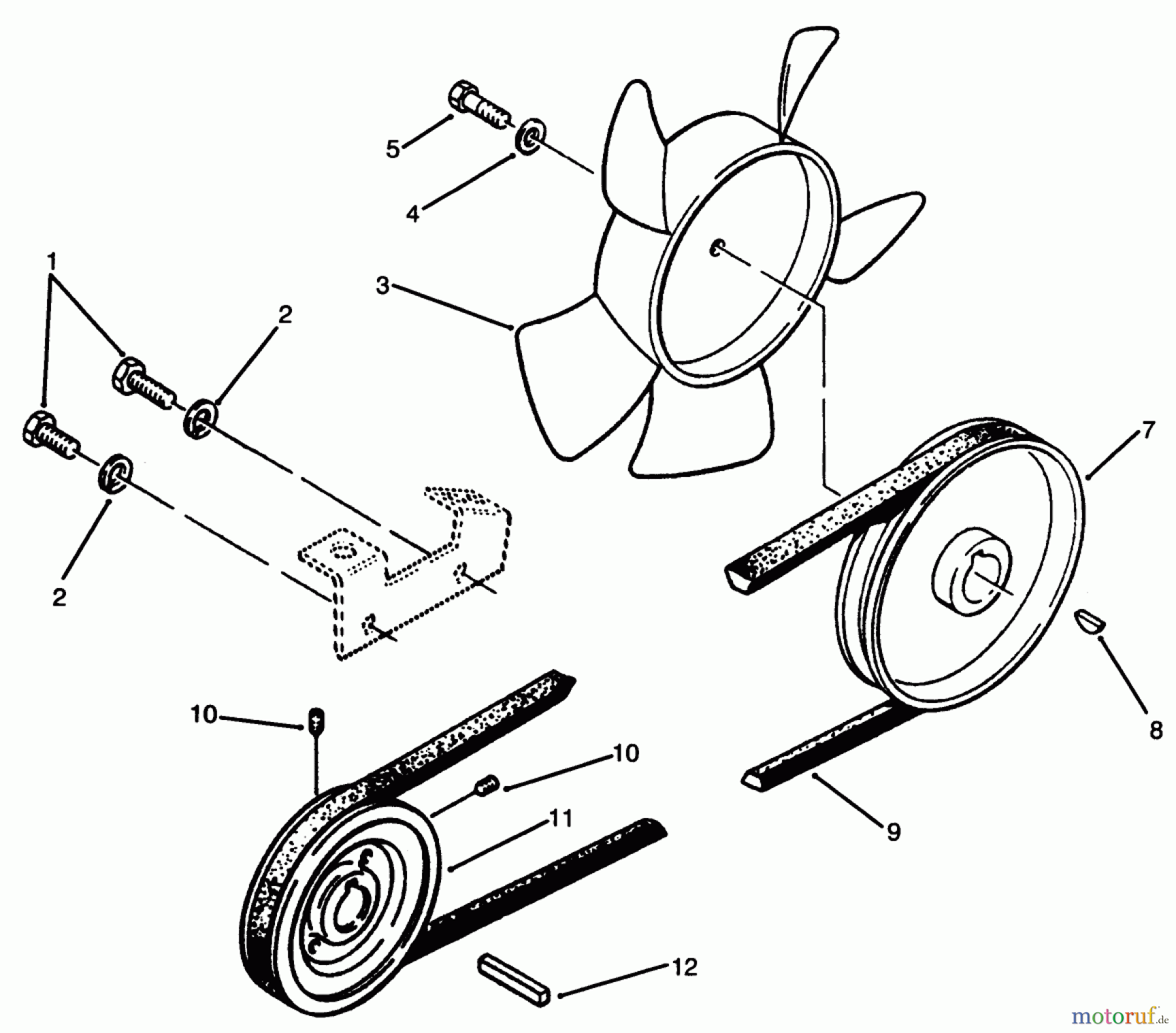 Toro Neu Mowers, Lawn & Garden Tractor Seite 1 73501 (520-H) - Toro 520-H Garden Tractor, 1995 (59002869-59002946) DRIVE BELT AND PULLEYS