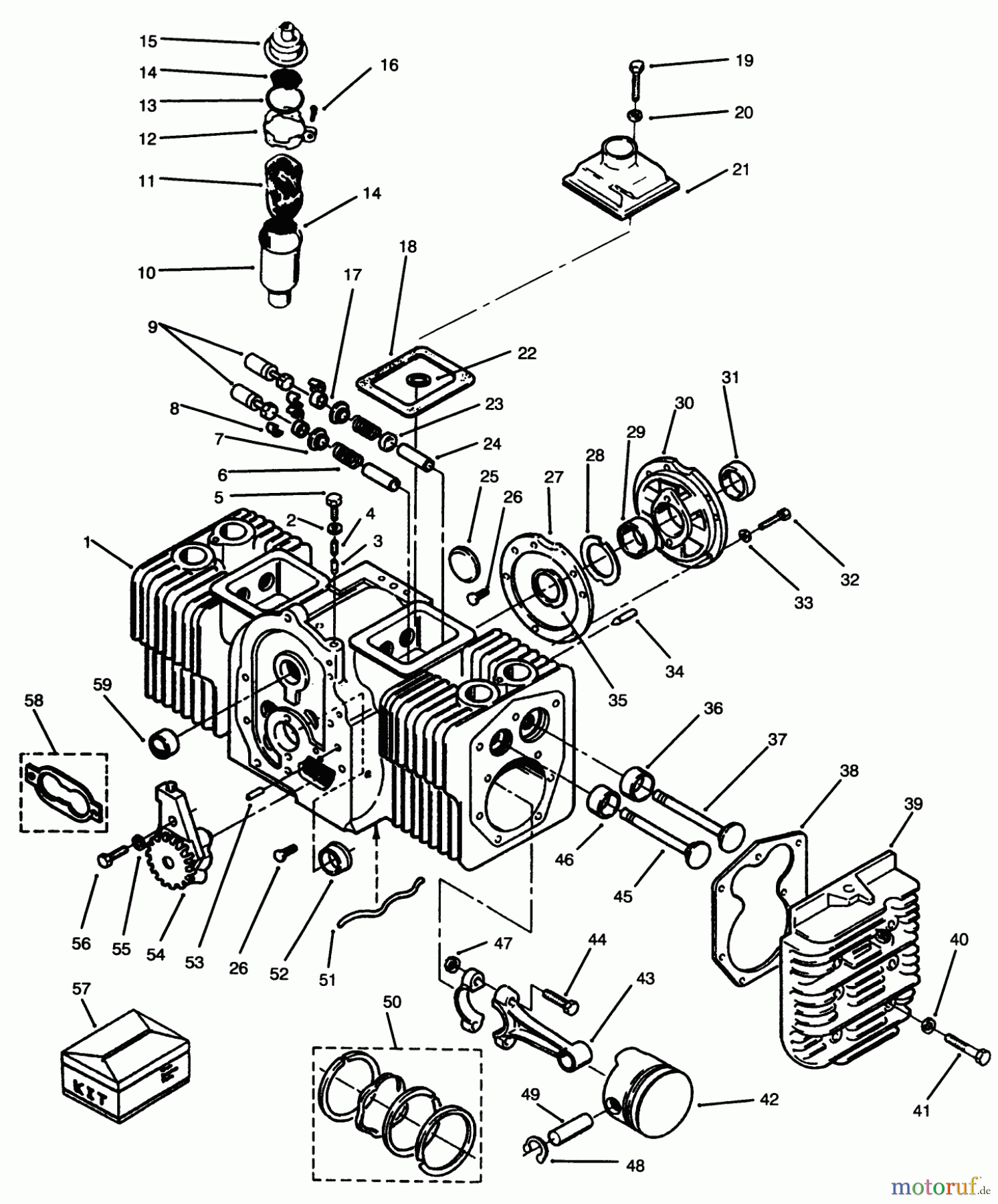 Toro Neu Mowers, Lawn & Garden Tractor Seite 1 73501 (520-H) - Toro 520-H Garden Tractor, 1996 (69000001-69999999) ENGINE CYLINDER BLOCK