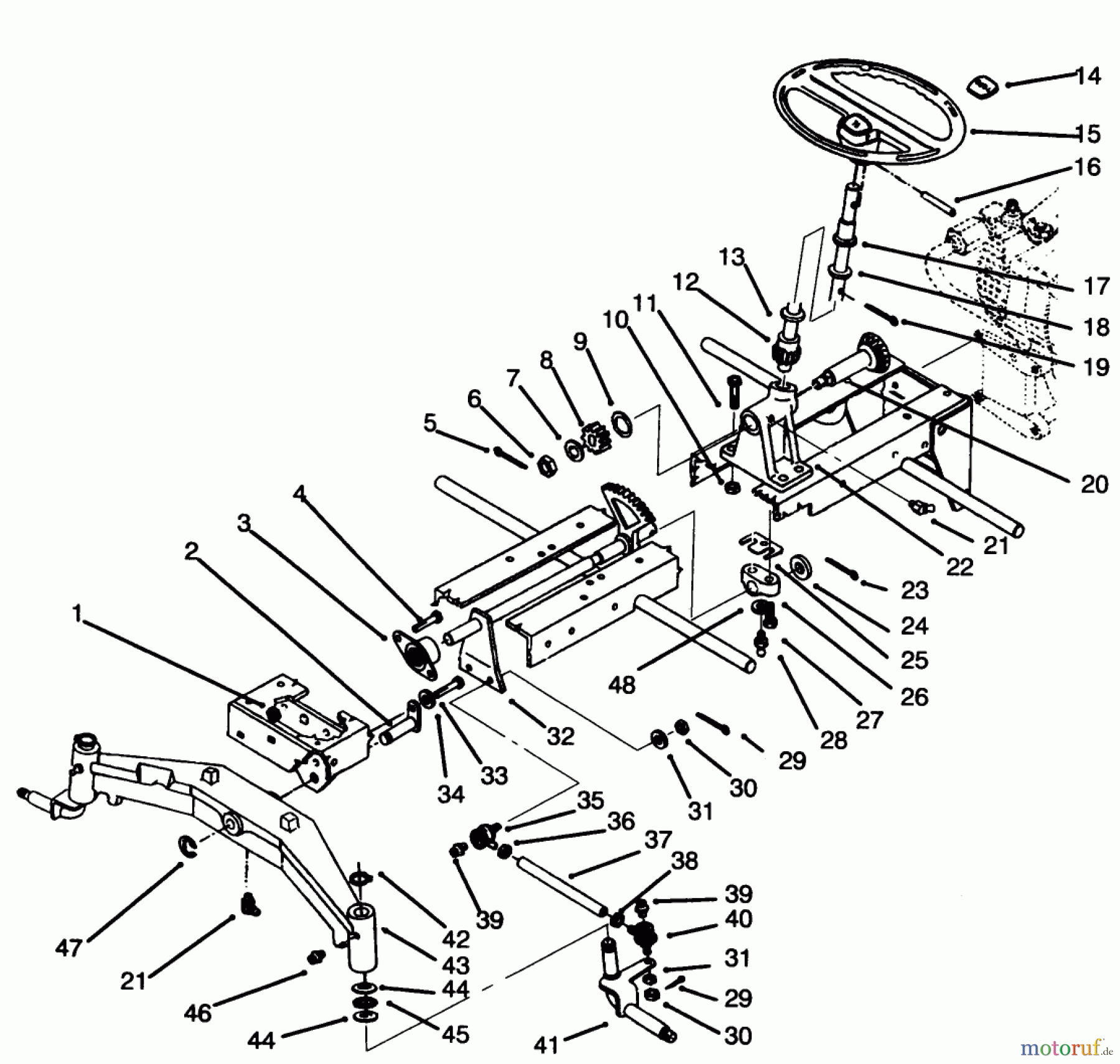 Toro Neu Mowers, Lawn & Garden Tractor Seite 1 73501 (520-H) - Toro 520-H Garden Tractor, 1995 (59002869-59002946) FRONT AXLE AND STEERING