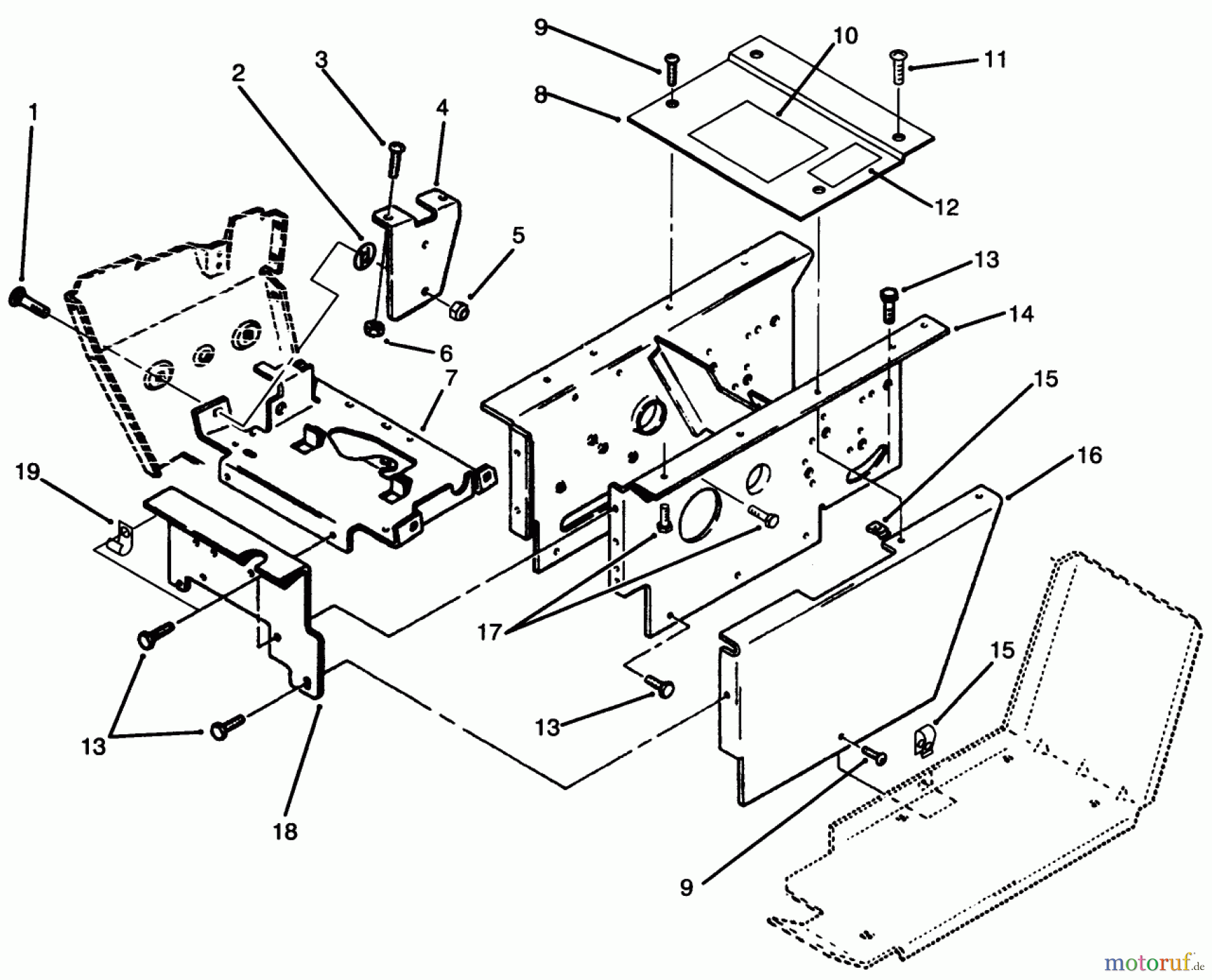 Toro Neu Mowers, Lawn & Garden Tractor Seite 1 73501 (520-H) - Toro 520-H Garden Tractor, 1995 (59002869-59002946) HOODSTAND ASSEMBLY