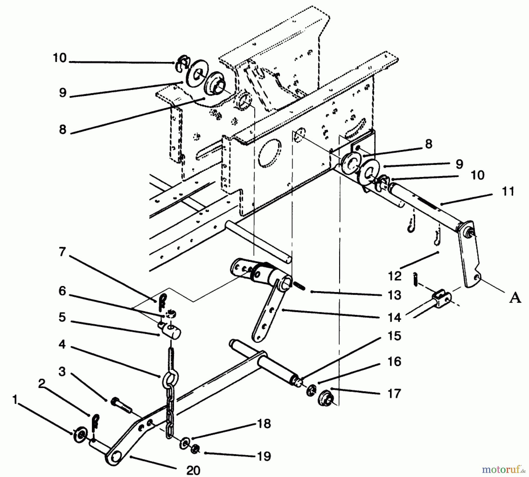 Toro Neu Mowers, Lawn & Garden Tractor Seite 1 73501 (520-H) - Toro 520-H Garden Tractor, 1995 (59002869-59002946) HYDROSTATIC LIFT LINKAGE