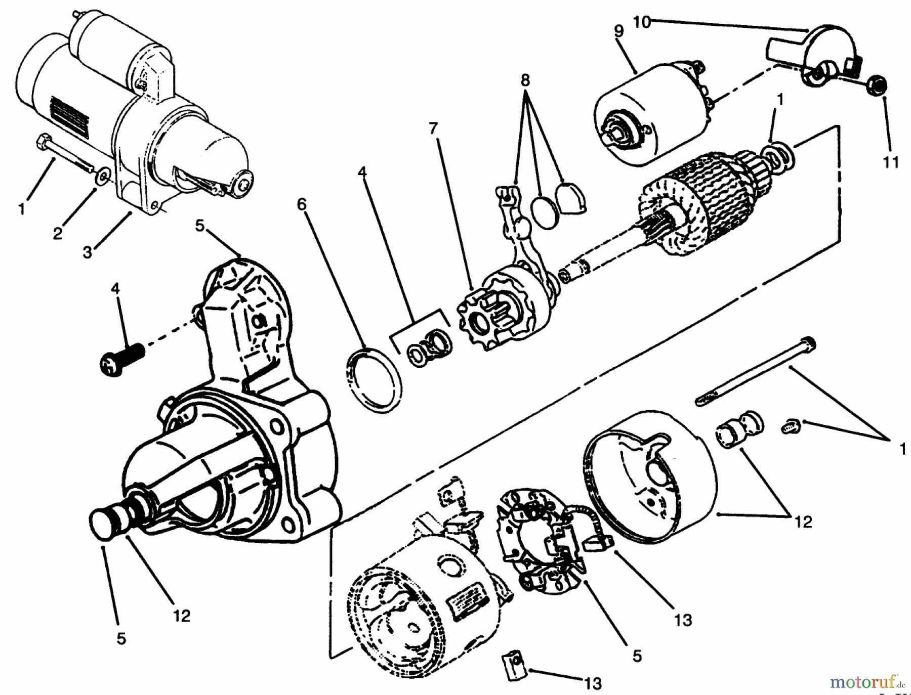 Toro Neu Mowers, Lawn & Garden Tractor Seite 1 73501 (520-H) - Toro 520-H Garden Tractor, 1995 (59002869-59002946) STARTER