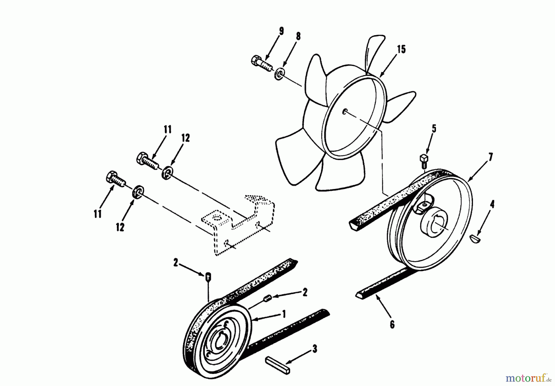 Toro Neu Mowers, Lawn & Garden Tractor Seite 1 73520 (520-H) - Toro 520-H Garden Tractor, 1993 (39000001-39999999) DRIVE BELT AND PULLEYS