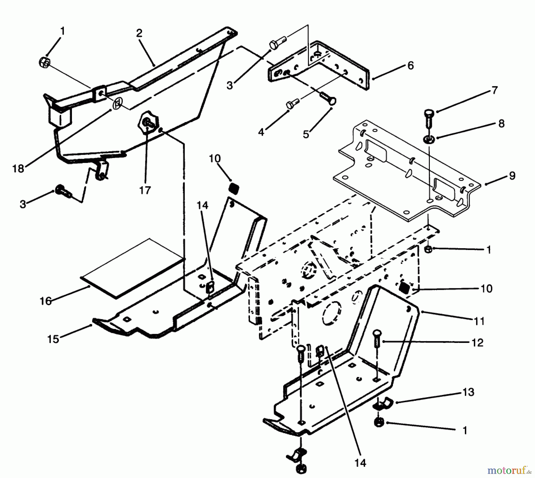  Toro Neu Mowers, Lawn & Garden Tractor Seite 1 73520 (520-H) - Toro 520-H Garden Tractor, 1994 (4900001-4999999) BELT GUARD AND FOOTREST ASSEMBLY