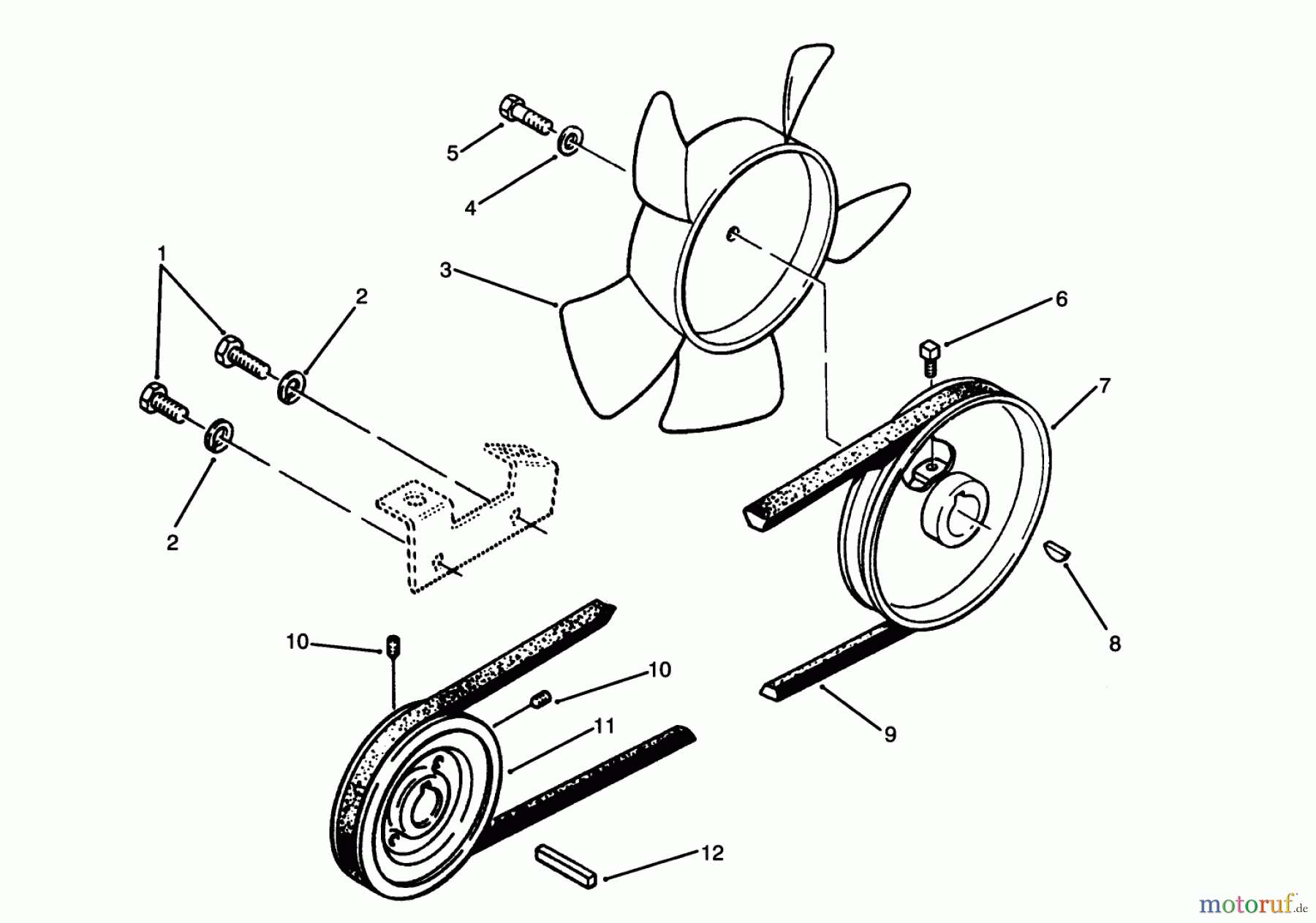  Toro Neu Mowers, Lawn & Garden Tractor Seite 1 73520 (520-H) - Toro 520-H Garden Tractor, 1994 (4900001-4999999) DRIVE BELT AND PULLEYS