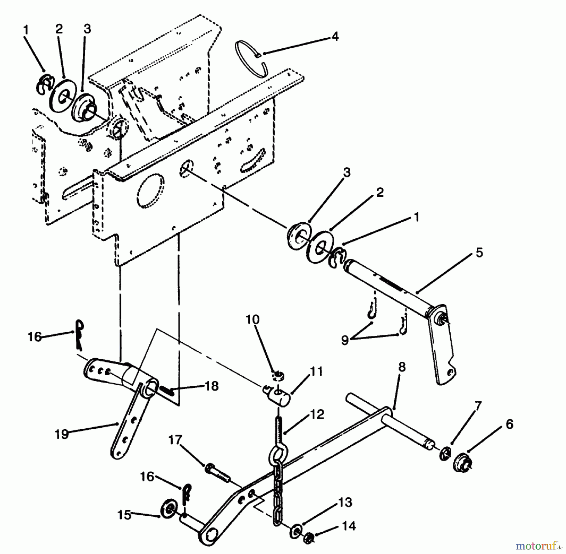 Toro Neu Mowers, Lawn & Garden Tractor Seite 1 73520 (520-H) - Toro 520-H Garden Tractor, 1994 (4900001-4999999) HYDROSTATIC LIFT LINKAGE ASSEMBLY