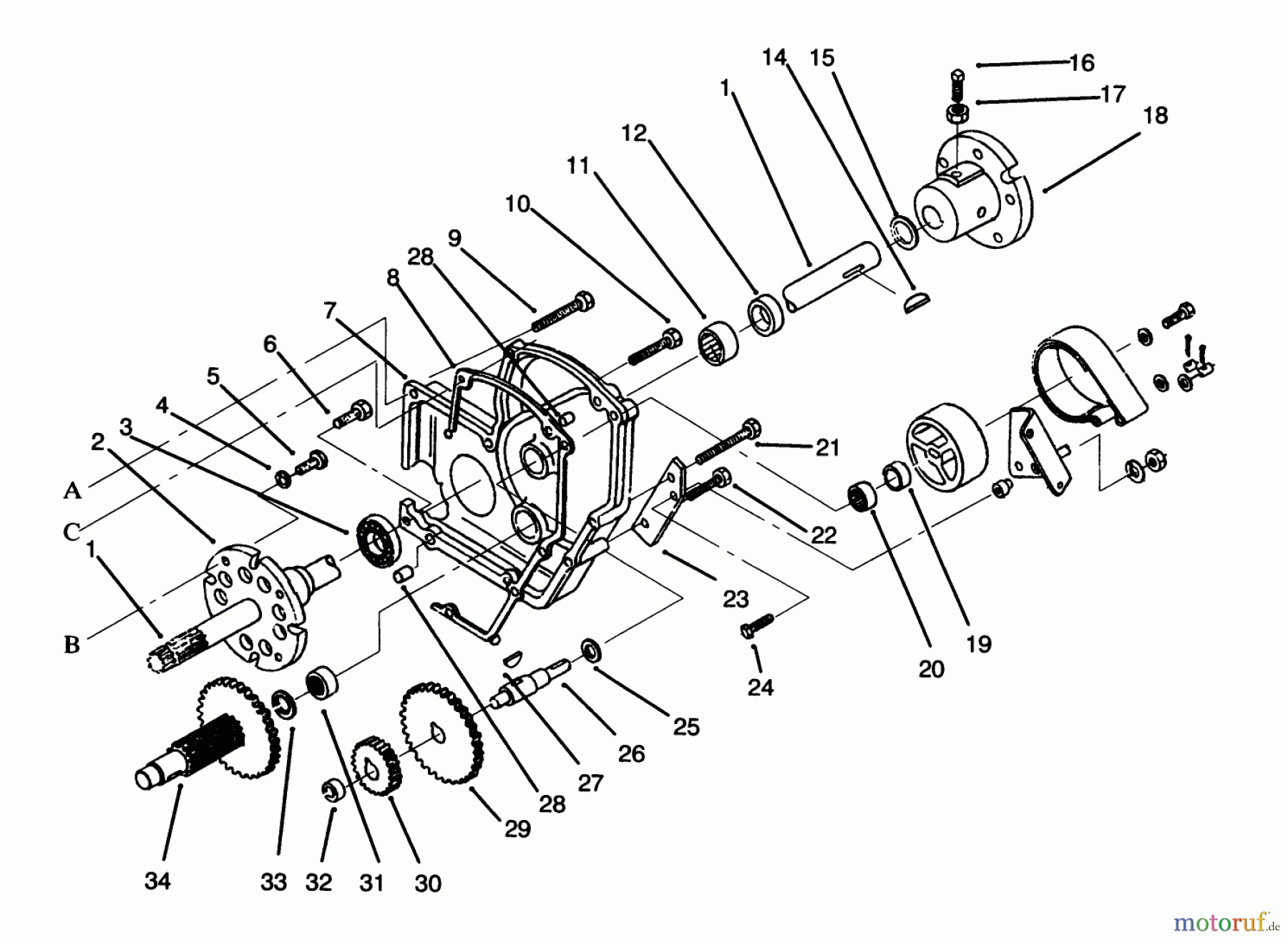  Toro Neu Mowers, Lawn & Garden Tractor Seite 1 73520 (520-H) - Toro 520-H Garden Tractor, 1995 (5900178-5999999) TRANSAXLE ASSEMBLY #2