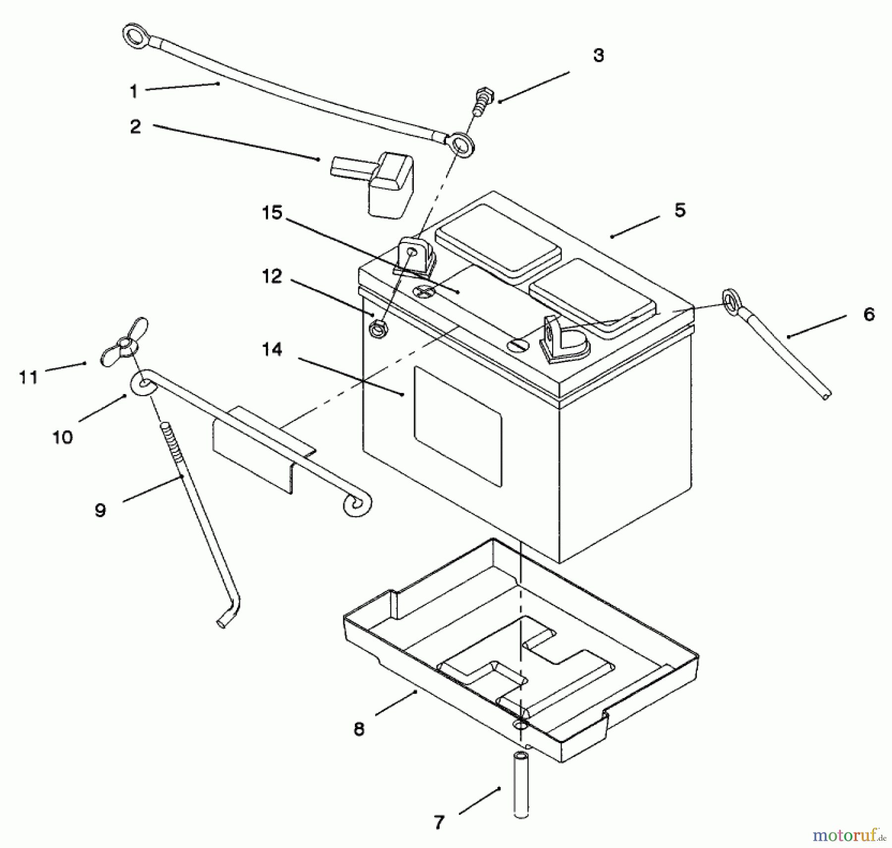  Toro Neu Mowers, Lawn & Garden Tractor Seite 1 73521 (520-H) - Toro 520-H Garden Tractor, 1997 (7900001-7999999) BATTERY ASSEMBLY