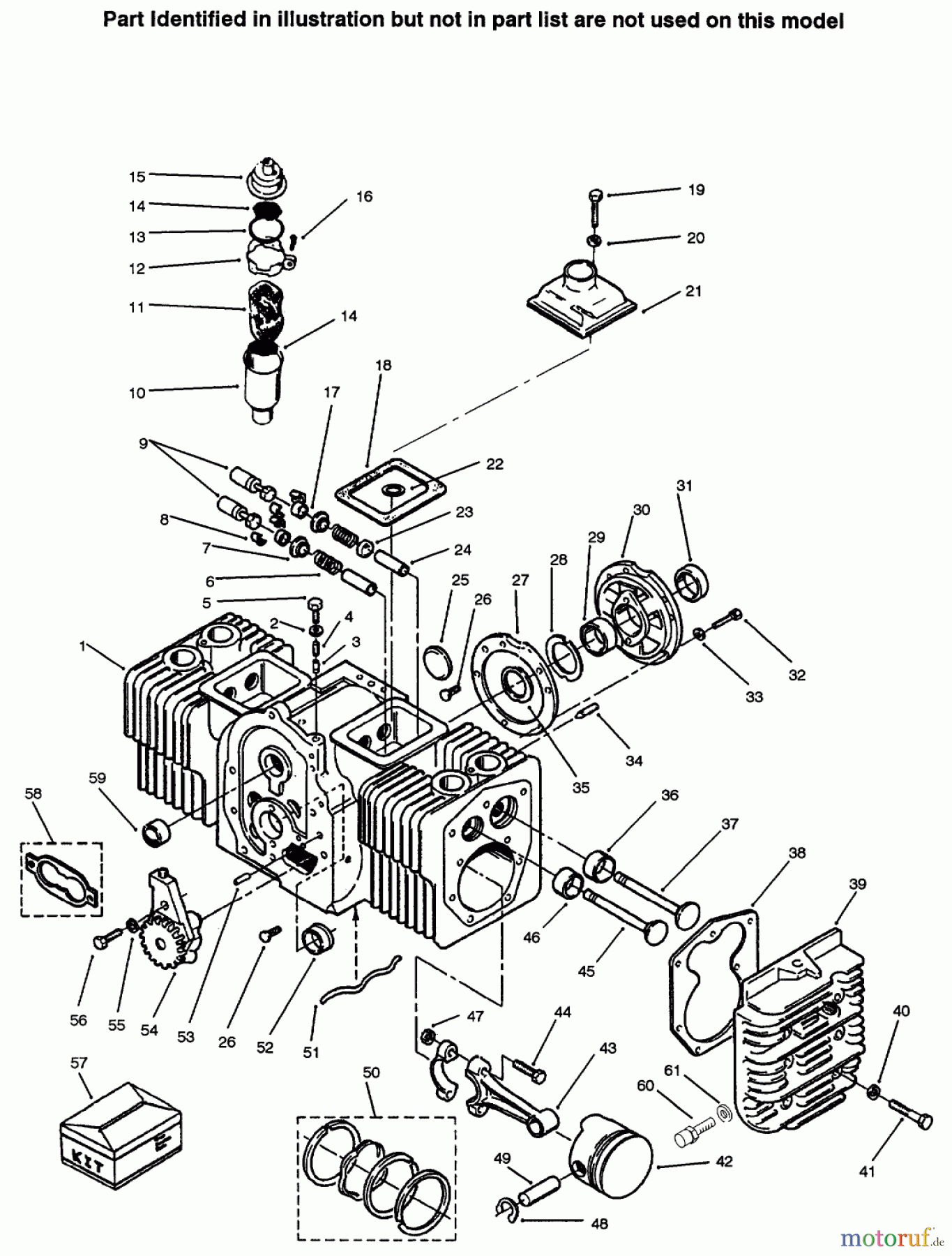 Toro Neu Mowers, Lawn & Garden Tractor Seite 1 73521 (520-H) - Toro 520-H Garden Tractor, 1997 (7900001-7999999) ENGINE CYLINDER BLOCK