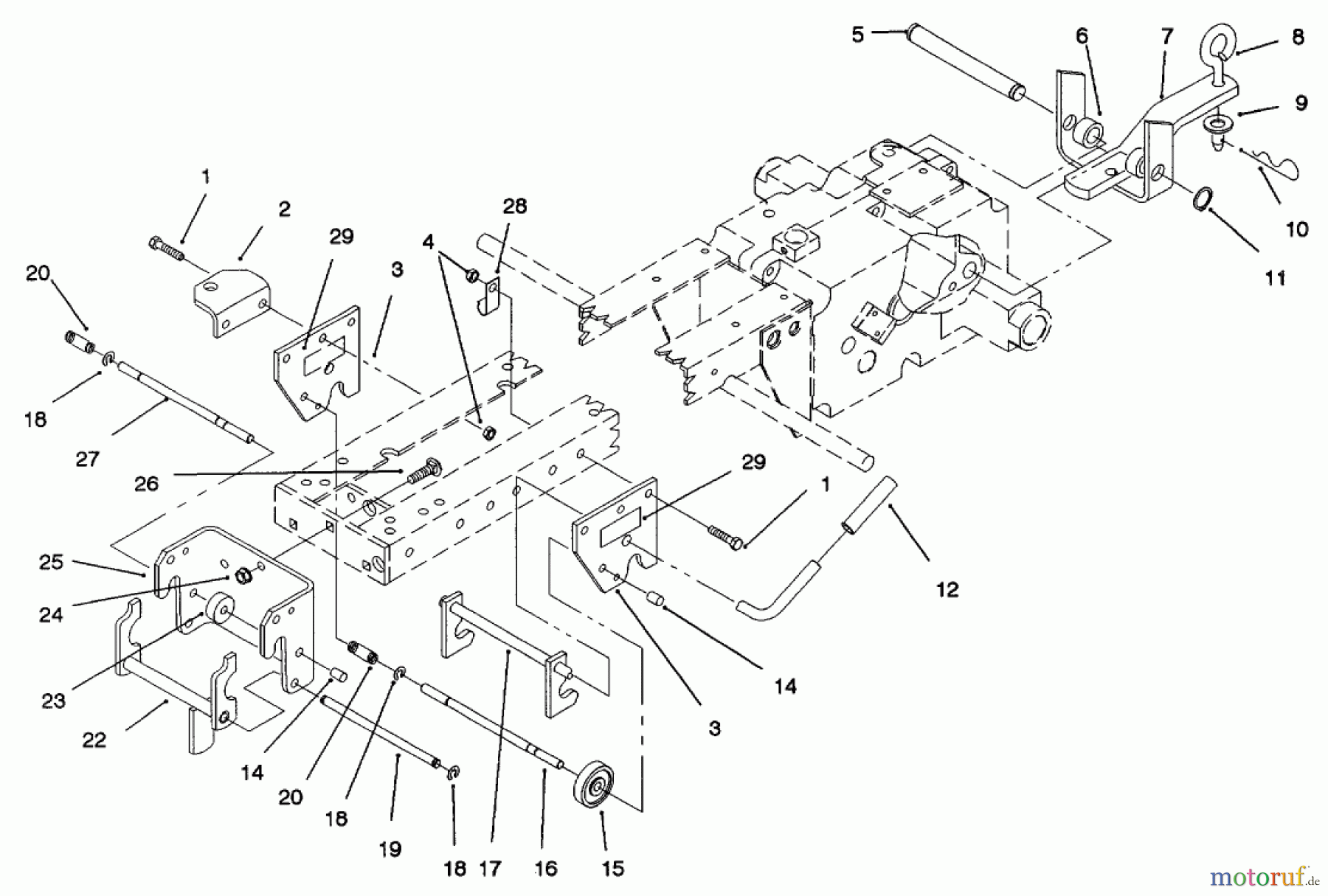 Toro Neu Mowers, Lawn & Garden Tractor Seite 1 73521 (520-H) - Toro 520-H Garden Tractor, 1997 (7900001-7999999) HITCH ASSEMBLY