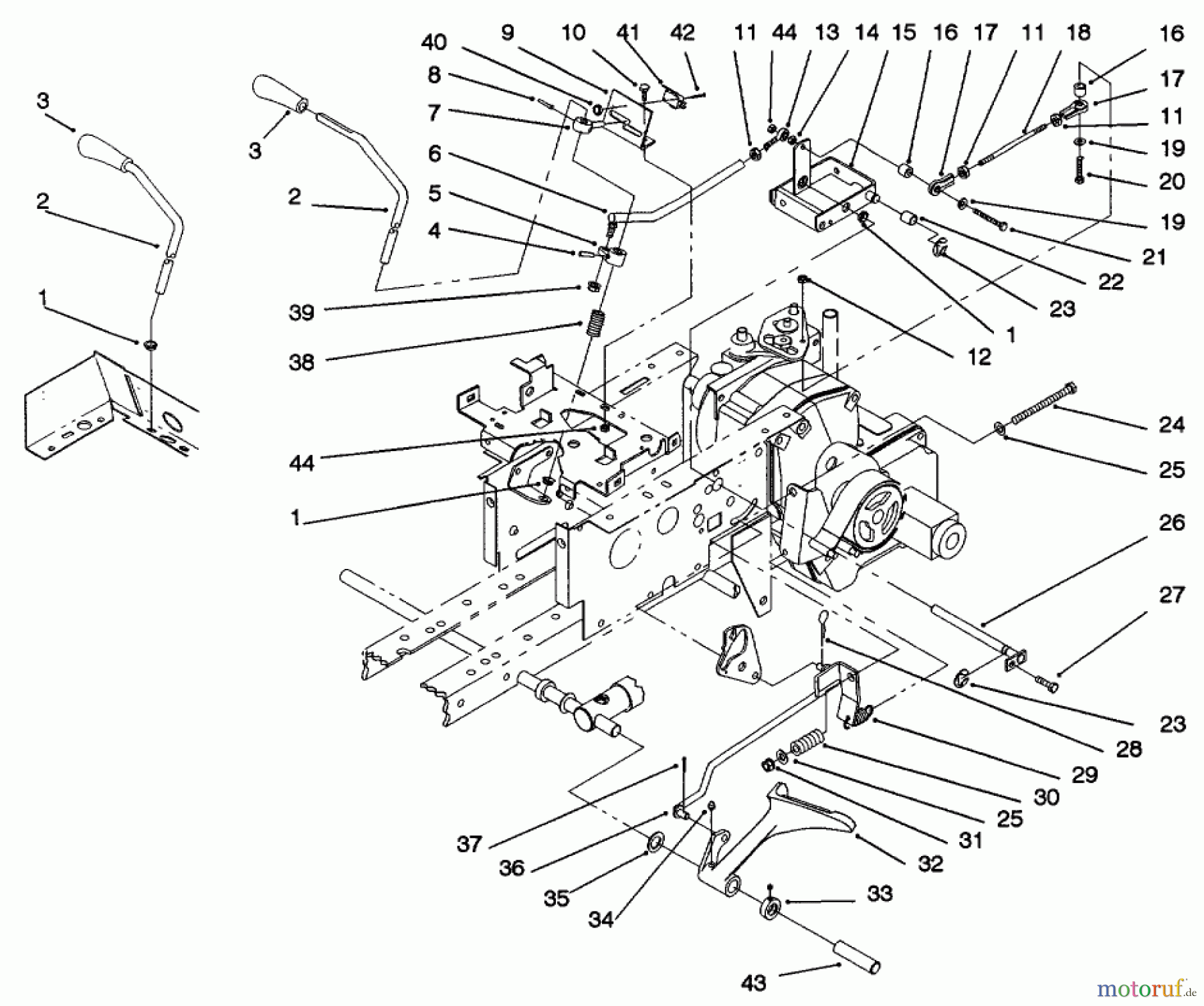 Toro Neu Mowers, Lawn & Garden Tractor Seite 1 73521 (520-H) - Toro 520-H Garden Tractor, 1997 (7900001-7999999) HYDRO CONTROLS, BRAKE SYSTEM