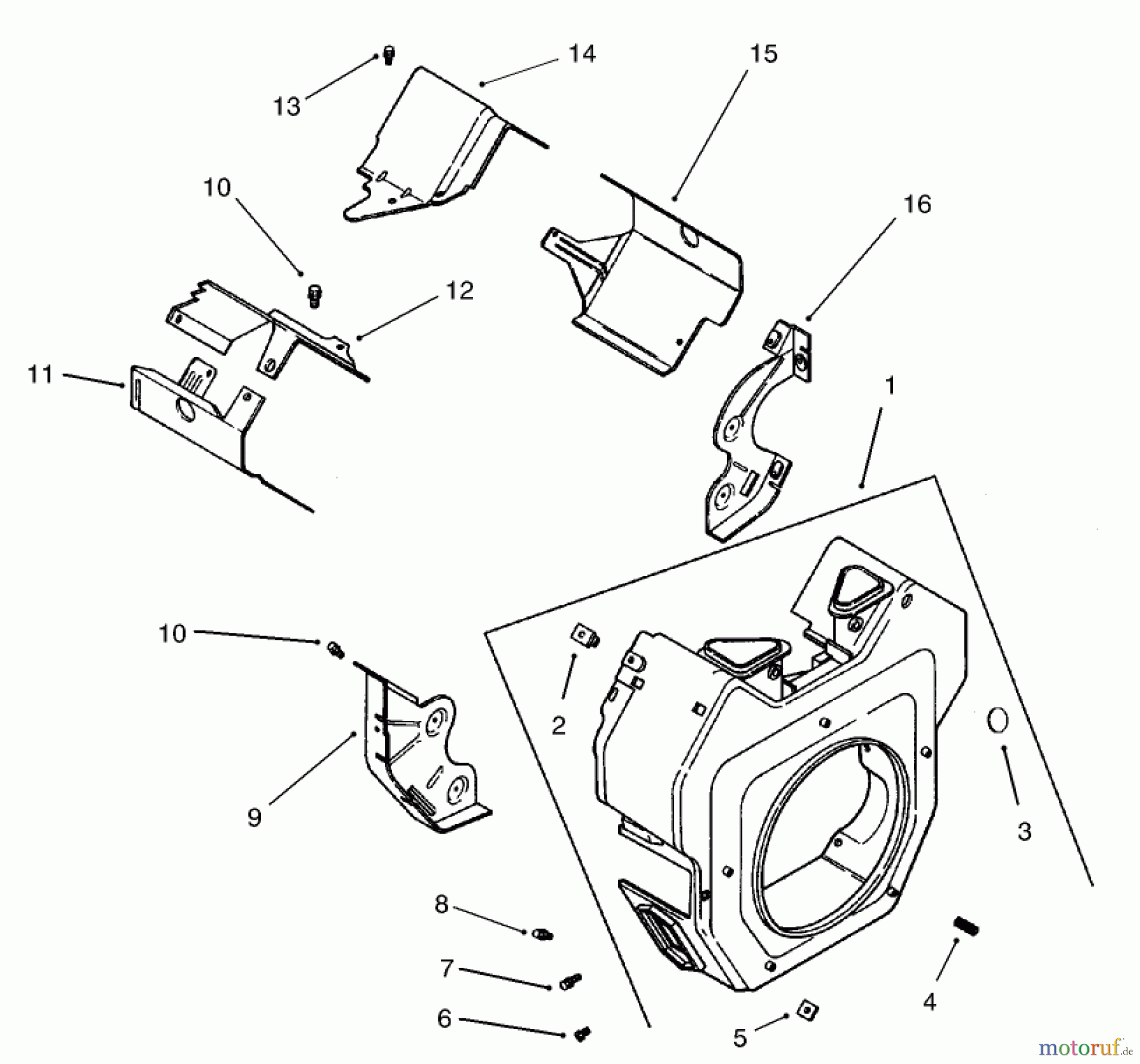  Toro Neu Mowers, Lawn & Garden Tractor Seite 1 73542 (520xi) - Toro 520xi Garden Tractor, 2003 (230000001-230999999) GROUP 6-BLOWER HOUSING ASSEMBLY