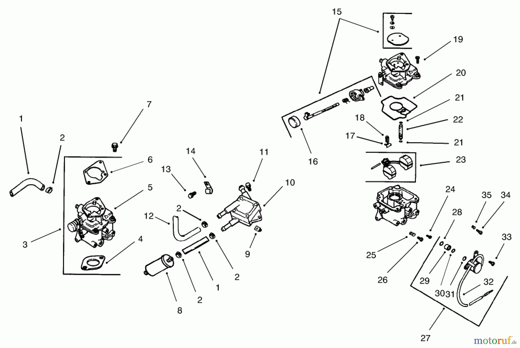  Toro Neu Mowers, Lawn & Garden Tractor Seite 1 73542 (520xi) - Toro 520xi Garden Tractor, 2003 (230000001-230999999) GROUP 8-FUEL SYSTEM ASSEMBLY