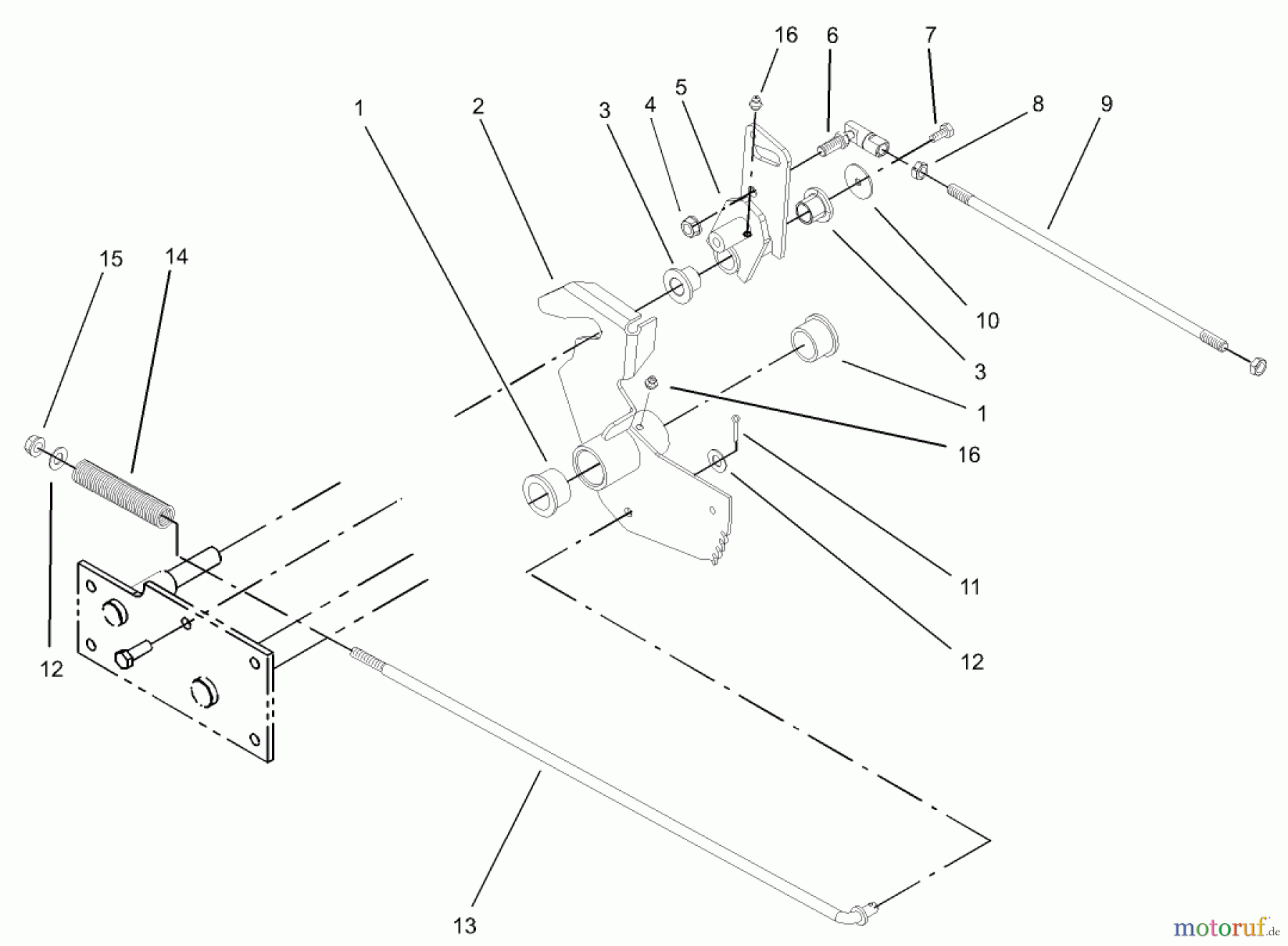 Toro Neu Mowers, Lawn & Garden Tractor Seite 1 73542 (520xi) - Toro 520xi Garden Tractor, 2003 (230000001-230999999) PARKING BRAKE LOWER ASSEMBLY
