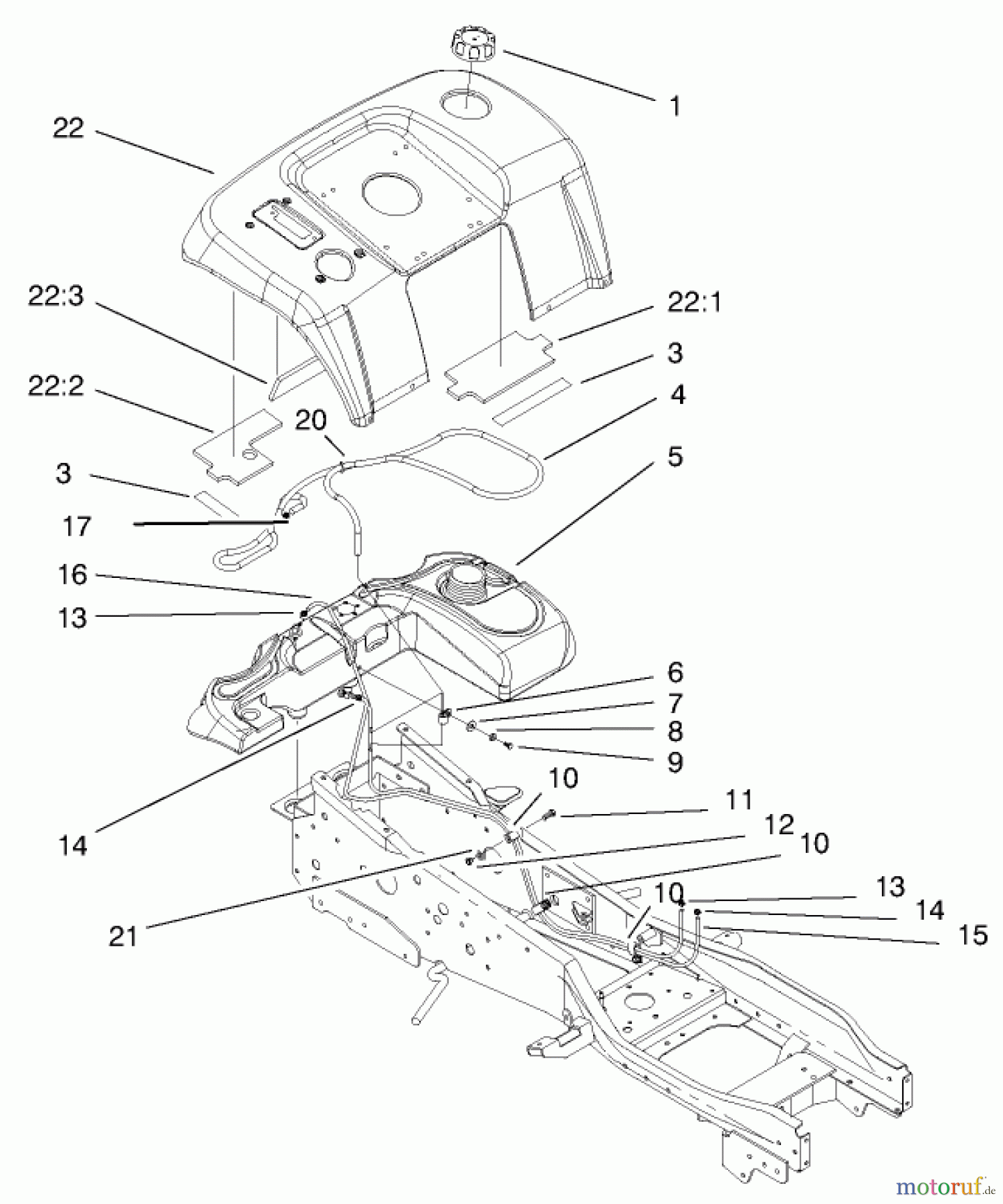 Toro Neu Mowers, Lawn & Garden Tractor Seite 1 73550 (523Dxi) - Toro 523Dxi Garden Tractor, 1998 (8900001-8999999) FUEL SYSTEM ASSEMBLY