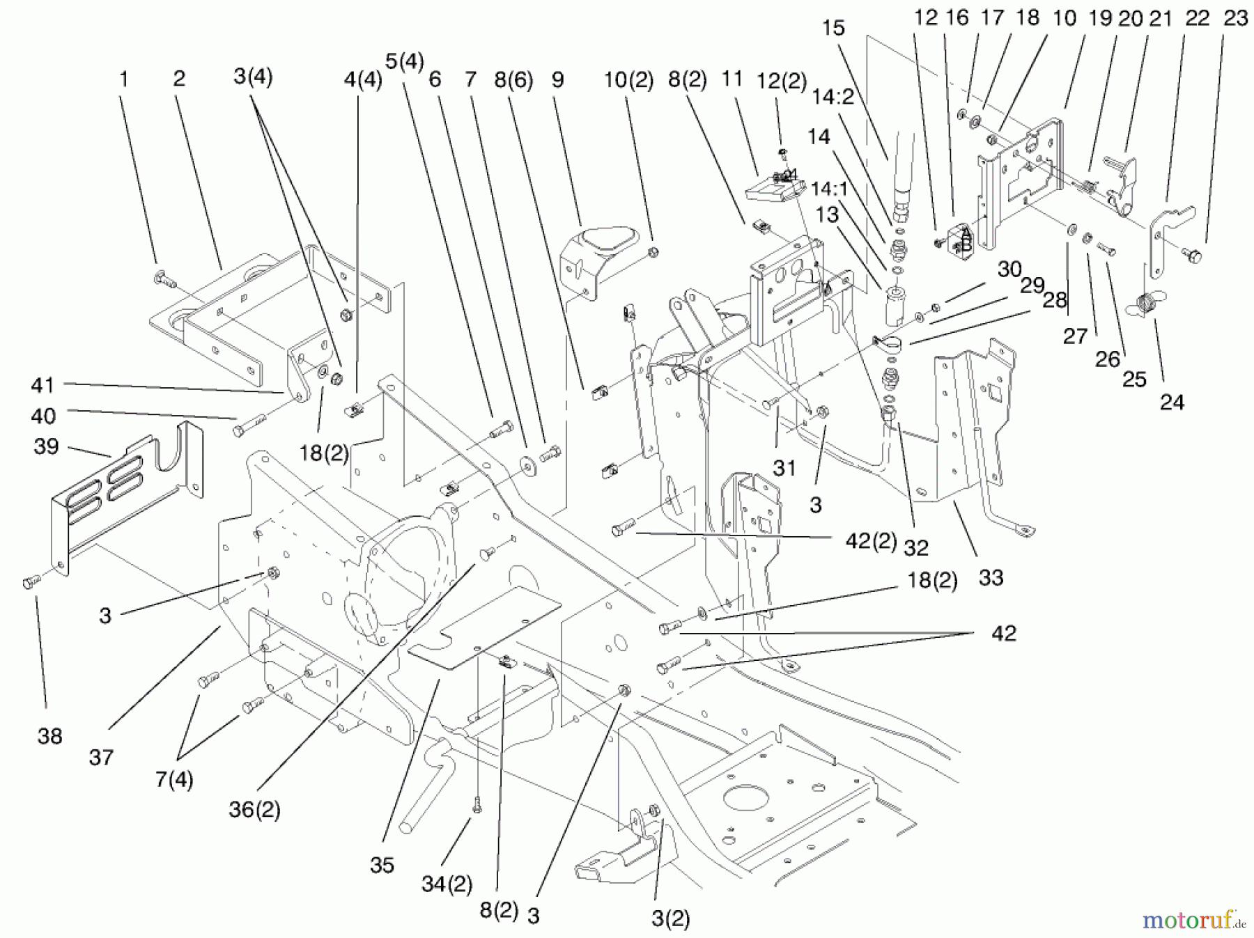 Toro Neu Mowers, Lawn & Garden Tractor Seite 1 73550 (523Dxi) - Toro 523Dxi Garden Tractor, 1998 (8900001-8999999) STEERING TOWER & FUEL TANK SUPPORT ASSEMBLY