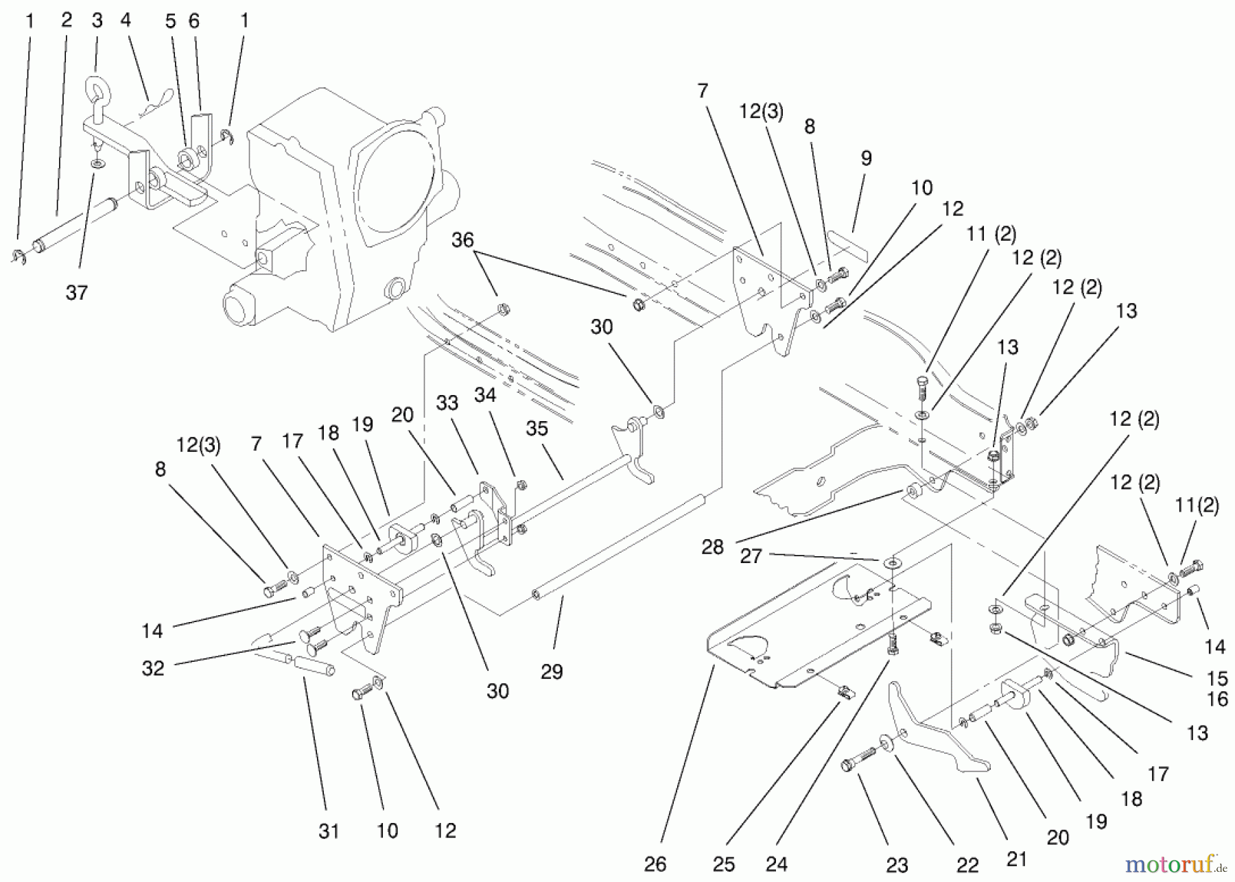 Toro Neu Mowers, Lawn & Garden Tractor Seite 1 73552 (523Dxi) - Toro 523Dxi Garden Tractor, 2000 (200000001-200999999) ATTACH-A-MATIC & HITCH ASSEMBLY
