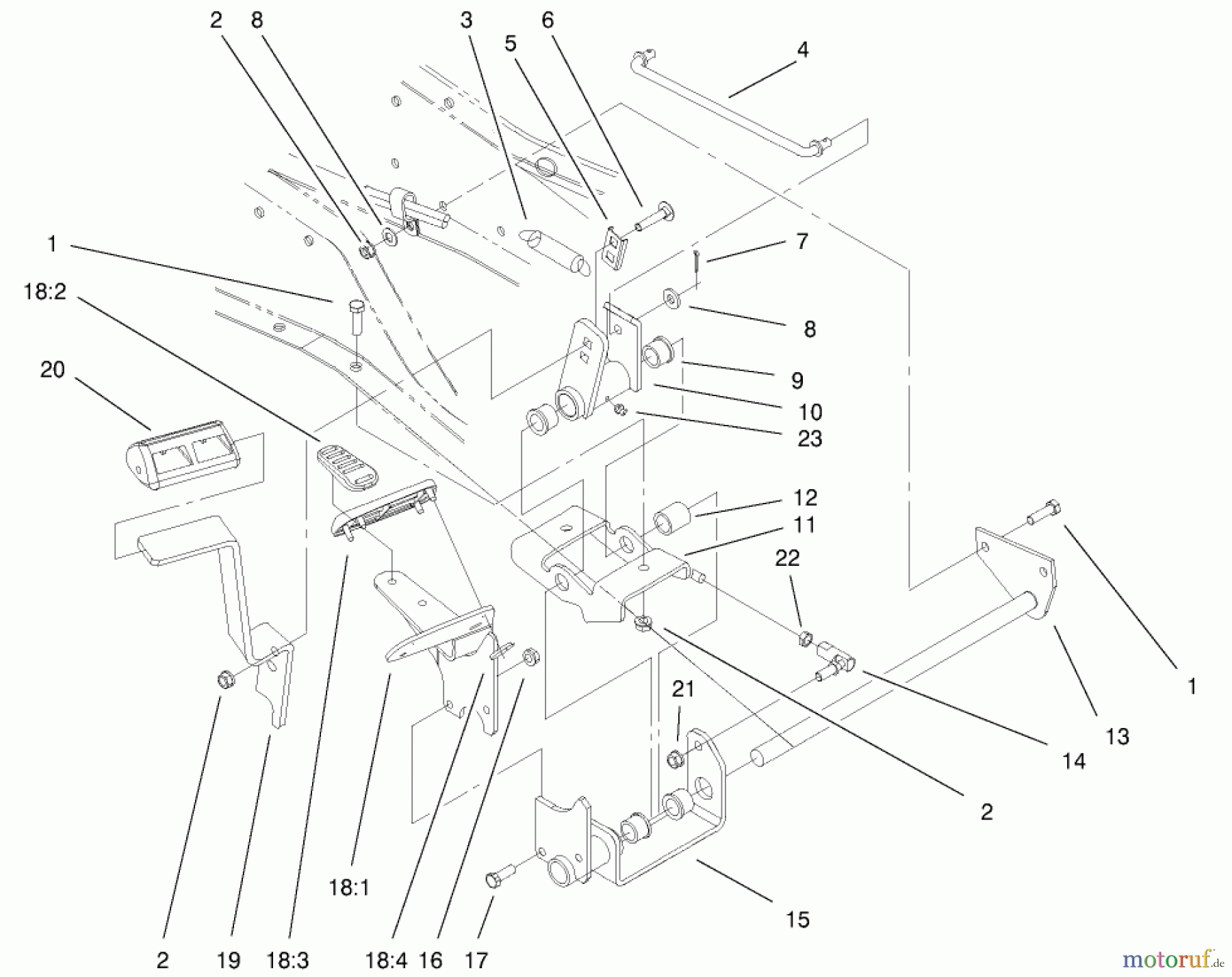Toro Neu Mowers, Lawn & Garden Tractor Seite 1 73552 (523Dxi) - Toro 523Dxi Garden Tractor, 2000 (200000001-200999999) HYDRO CONTROLS ASSEMBLY