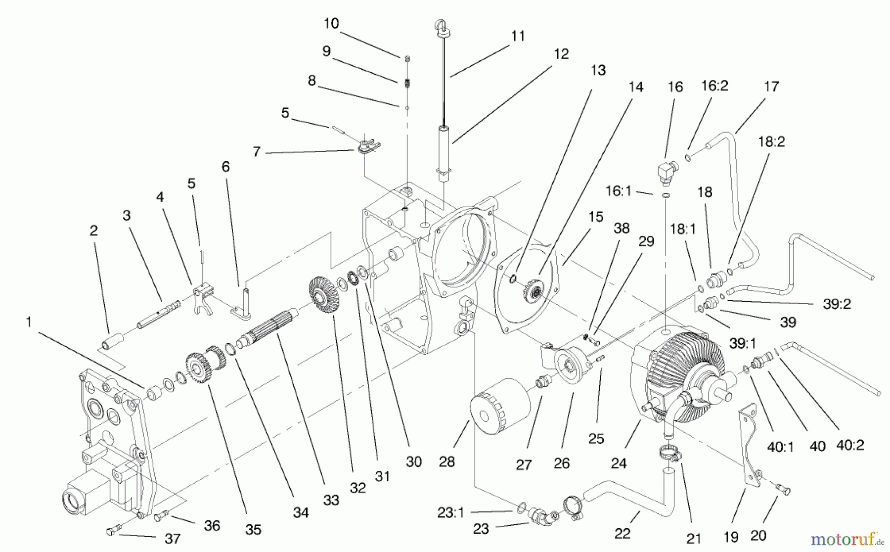 Toro Neu Mowers, Lawn & Garden Tractor Seite 1 73561 (522xi) - Toro 522xi Garden Tractor, 2000 (200000201-200999999) HYDRO TRANS AXLE ASSEMBLY #2
