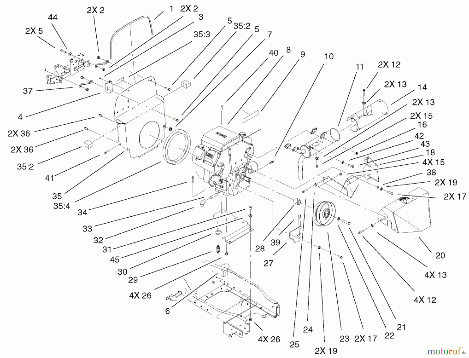Toro Neu Mowers, Lawn & Garden Tractor Seite 1 73561 (522xi) - Toro 522xi Garden Tractor, 2001 (210000001-210999999) AIR COOLED ENGINE ASSEMBLY