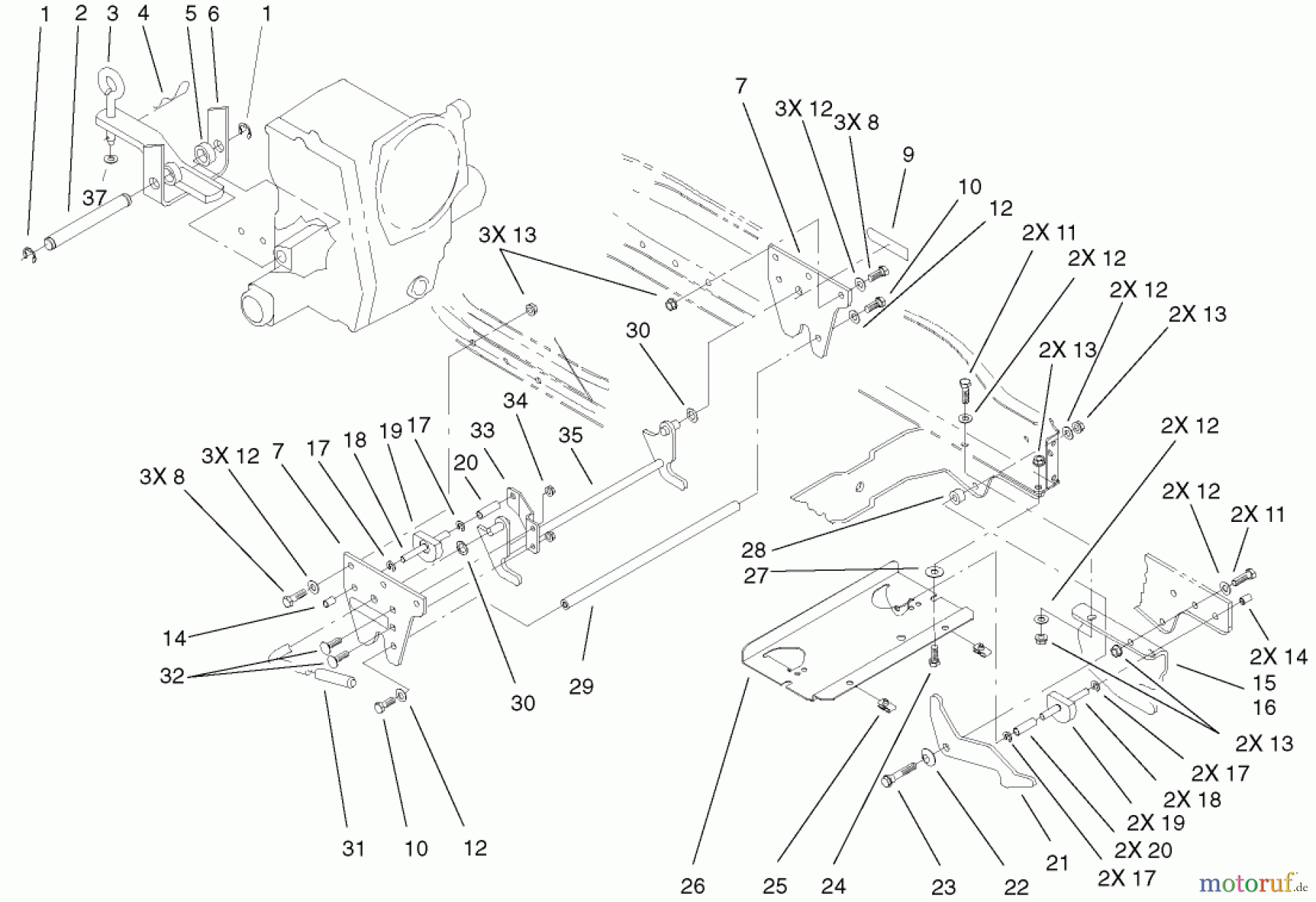 Toro Neu Mowers, Lawn & Garden Tractor Seite 1 73561 (522xi) - Toro 522xi Garden Tractor, 2001 (210000001-210999999) ATTACH-A-MATIC & HITCH ASSEMBLY