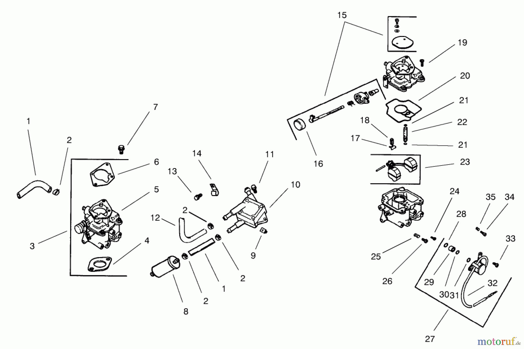 Toro Neu Mowers, Lawn & Garden Tractor Seite 1 73561 (522xi) - Toro 522xi Garden Tractor, 2001 (210000001-210999999) GROUP 8-FUEL SYSTEM