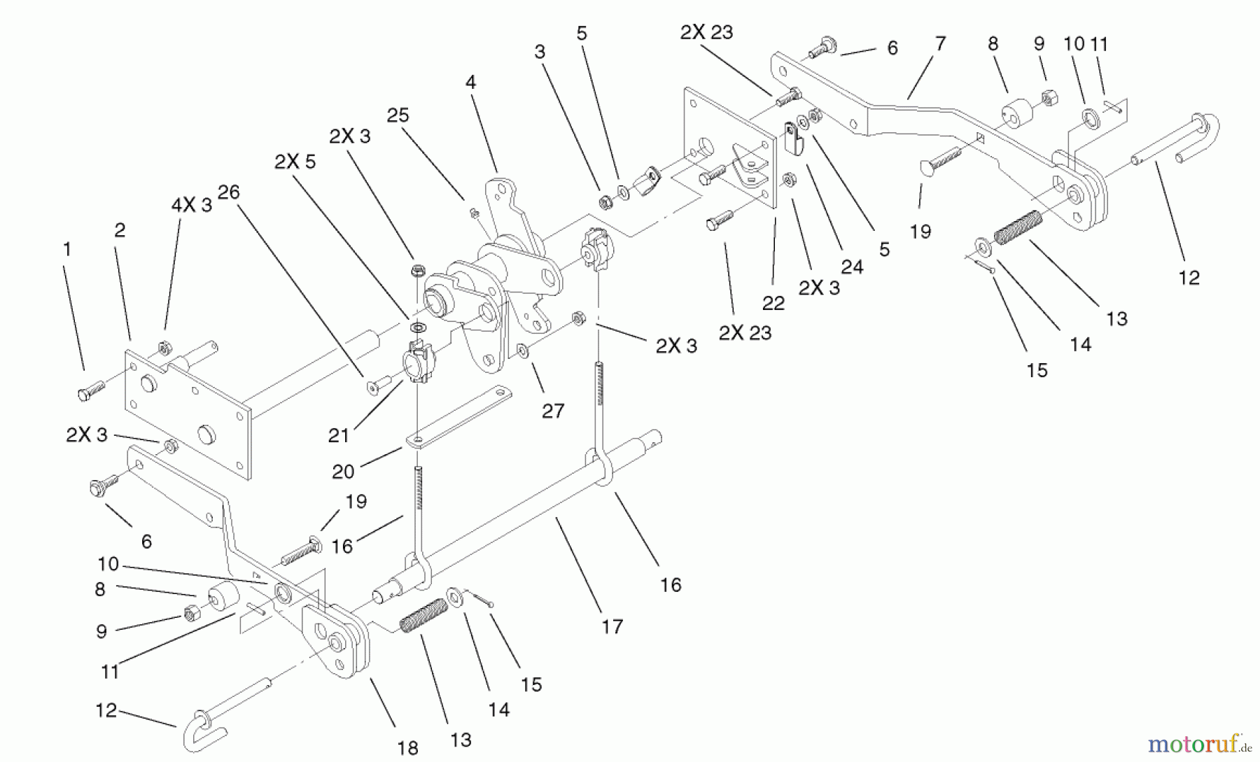  Toro Neu Mowers, Lawn & Garden Tractor Seite 1 73561 (522xi) - Toro 522xi Garden Tractor, 2001 (210000001-210999999) HYDRO LIFT LOWER ASSEMBLY
