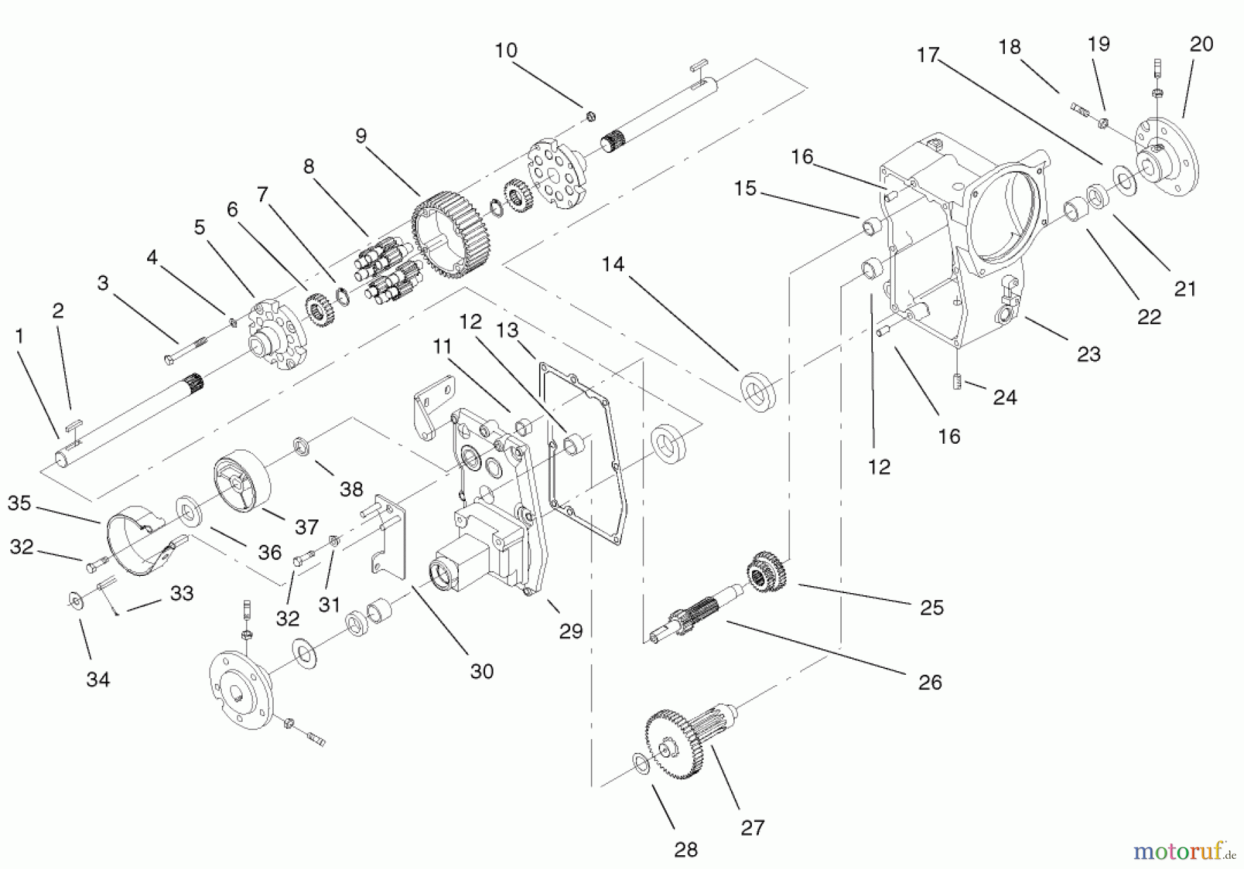 Toro Neu Mowers, Lawn & Garden Tractor Seite 1 73561 (522xi) - Toro 522xi Garden Tractor, 2001 (210000001-210999999) HYDRO TRANSAXLE ASSEMBLY #1