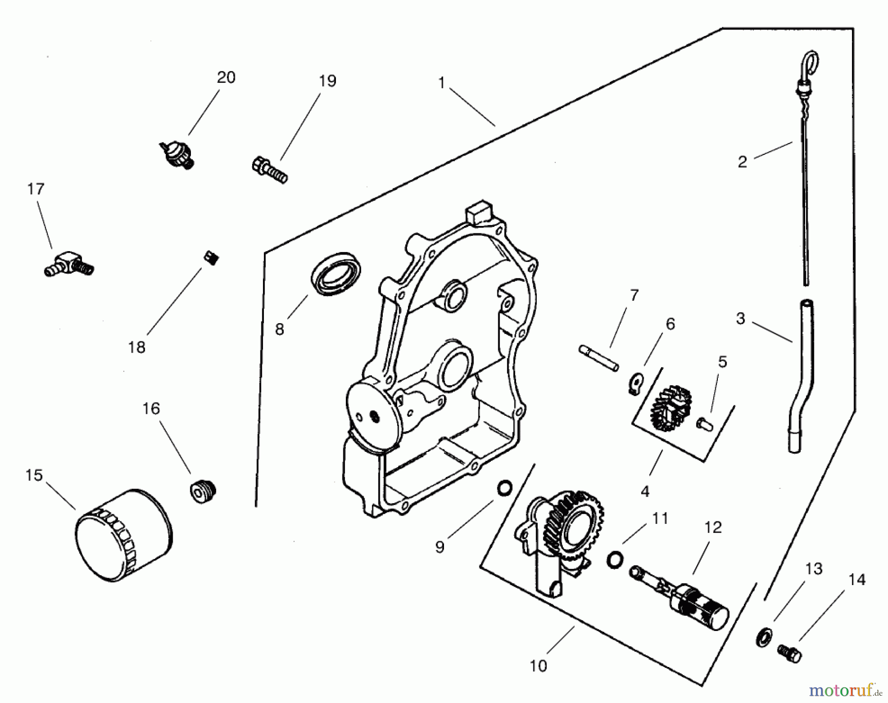 Toro Neu Mowers, Lawn & Garden Tractor Seite 1 73561 (522xi) - Toro 522xi Garden Tractor, 2004 (240000001-240999999) OIL PAN / LUBRICATION ASSEMBLY KOHLER CH22S-66545