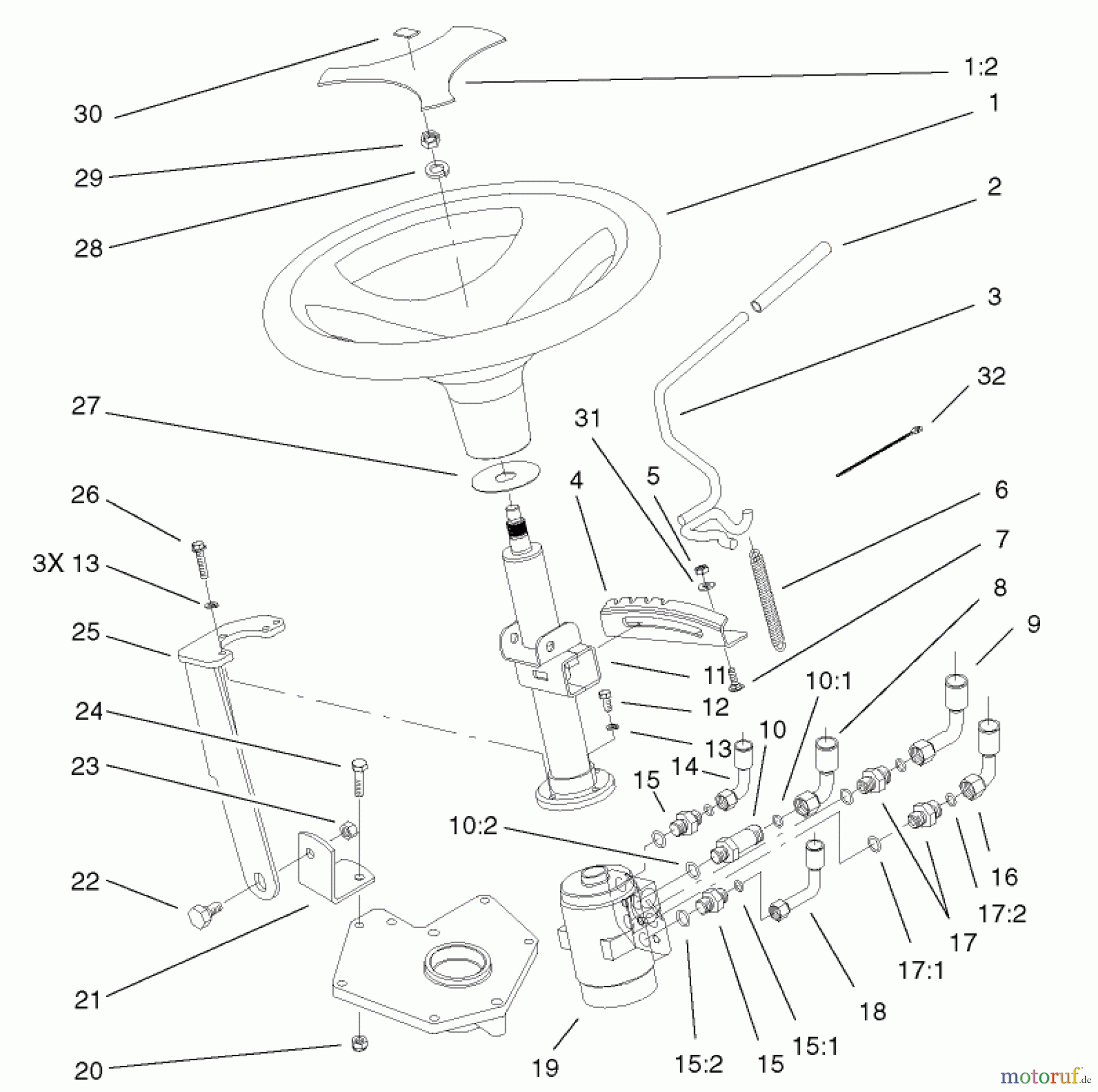Toro Neu Mowers, Lawn & Garden Tractor Seite 1 73561 (522xi) - Toro 522xi Garden Tractor, 2004 (240000001-240999999) POWER STEERING & TILT ASSEMBLY