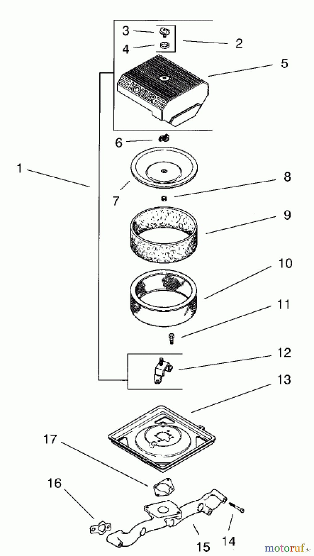  Toro Neu Mowers, Lawn & Garden Tractor Seite 1 73561 (550) - Toro 550 Garden Tractor, 2005 (250000001-250999999) AIR INTAKE / FILTRATION ASSEMBLY KOHLER CH22S-66545