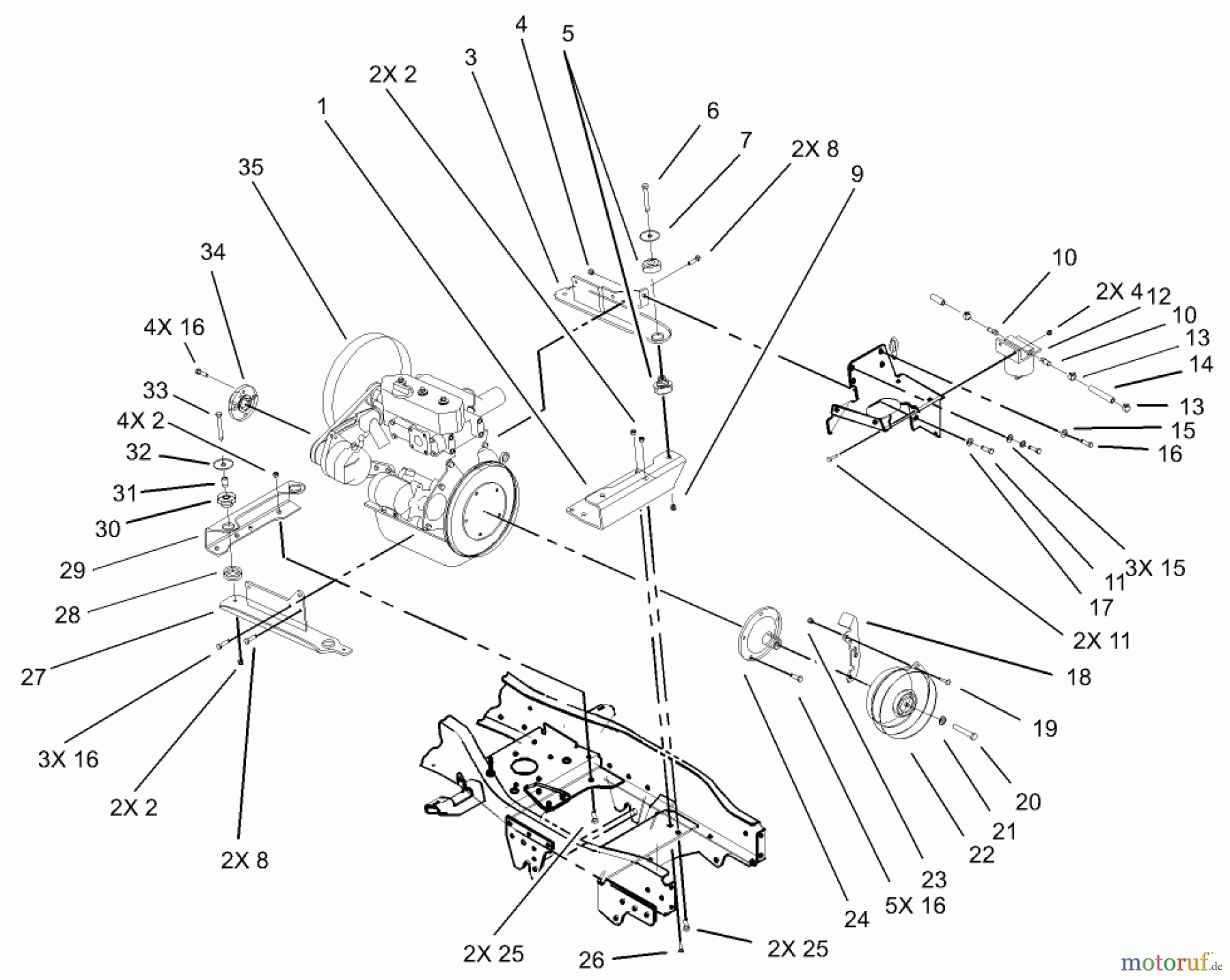 Toro Neu Mowers, Lawn & Garden Tractor Seite 1 73590 (523Dxi) - Toro 523Dxi Garden Tractor, 2003 (230000001-230999999) LIQUID COOLED DIESEL ENGINE ASSEMBLY #1