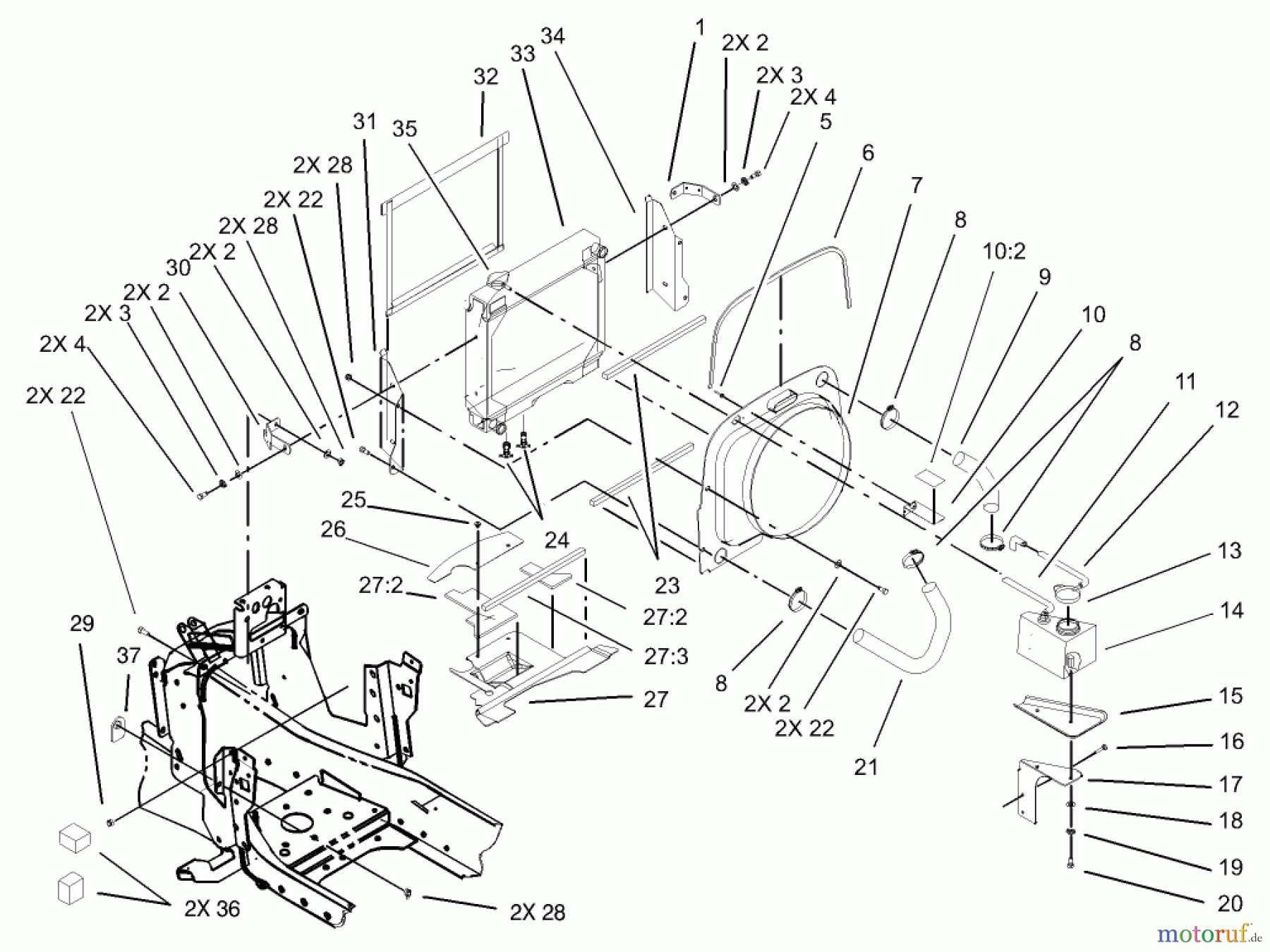  Toro Neu Mowers, Lawn & Garden Tractor Seite 1 73590 (523Dxi) - Toro 523Dxi Garden Tractor, 2004 (240000001-240999999) LIQUID COOLED DIESEL ENGINE ASSEMBLY #2