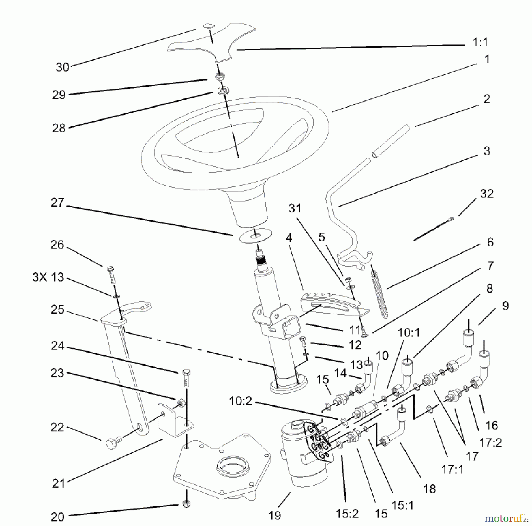  Toro Neu Mowers, Lawn & Garden Tractor Seite 1 73590 (523Dxi) - Toro 523Dxi Garden Tractor, 2004 (240000001-240999999) POWER STEERING & TILT ASSEMBLY