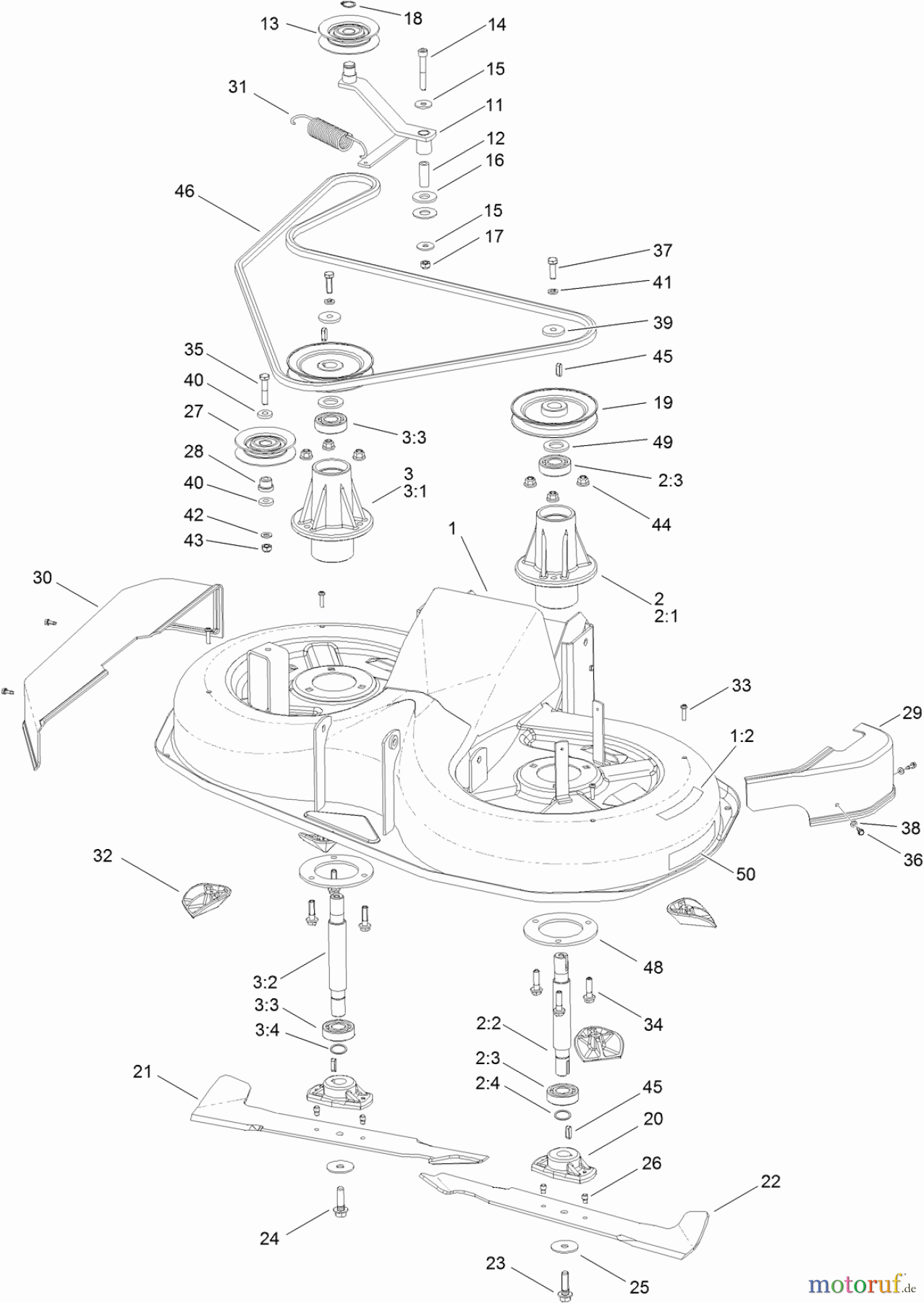 Toro Neu Mowers, Lawn & Garden Tractor Seite 1 74560 (DH 140) - Toro DH 140 Lawn Tractor, 2012 (SN 312000001-312999999) 92CM DECK ASSEMBLY