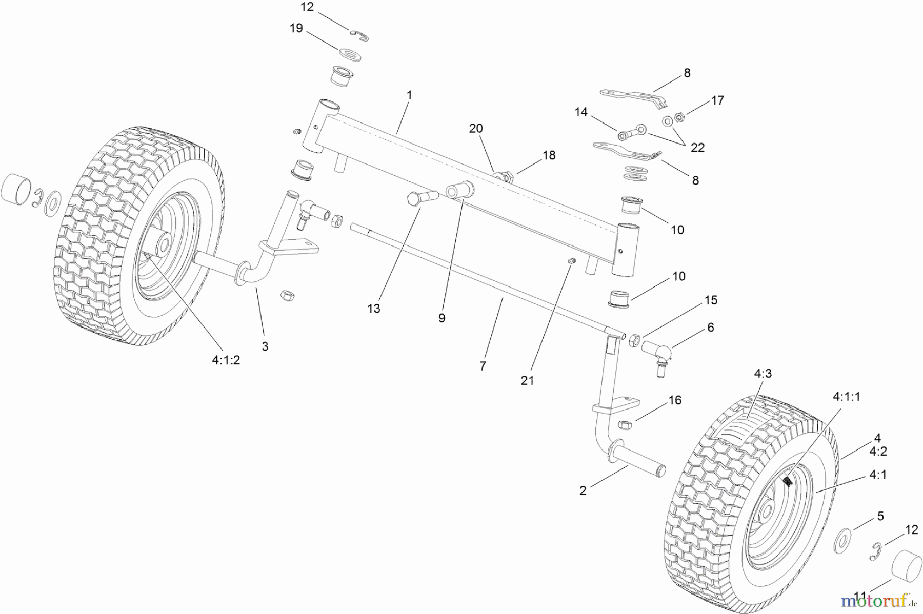 Toro Neu Mowers, Lawn & Garden Tractor Seite 1 74560 (DH 140) - Toro DH 140 Lawn Tractor, 2012 (SN 312000001-312999999) FRONT AXLE ASSEMBLY