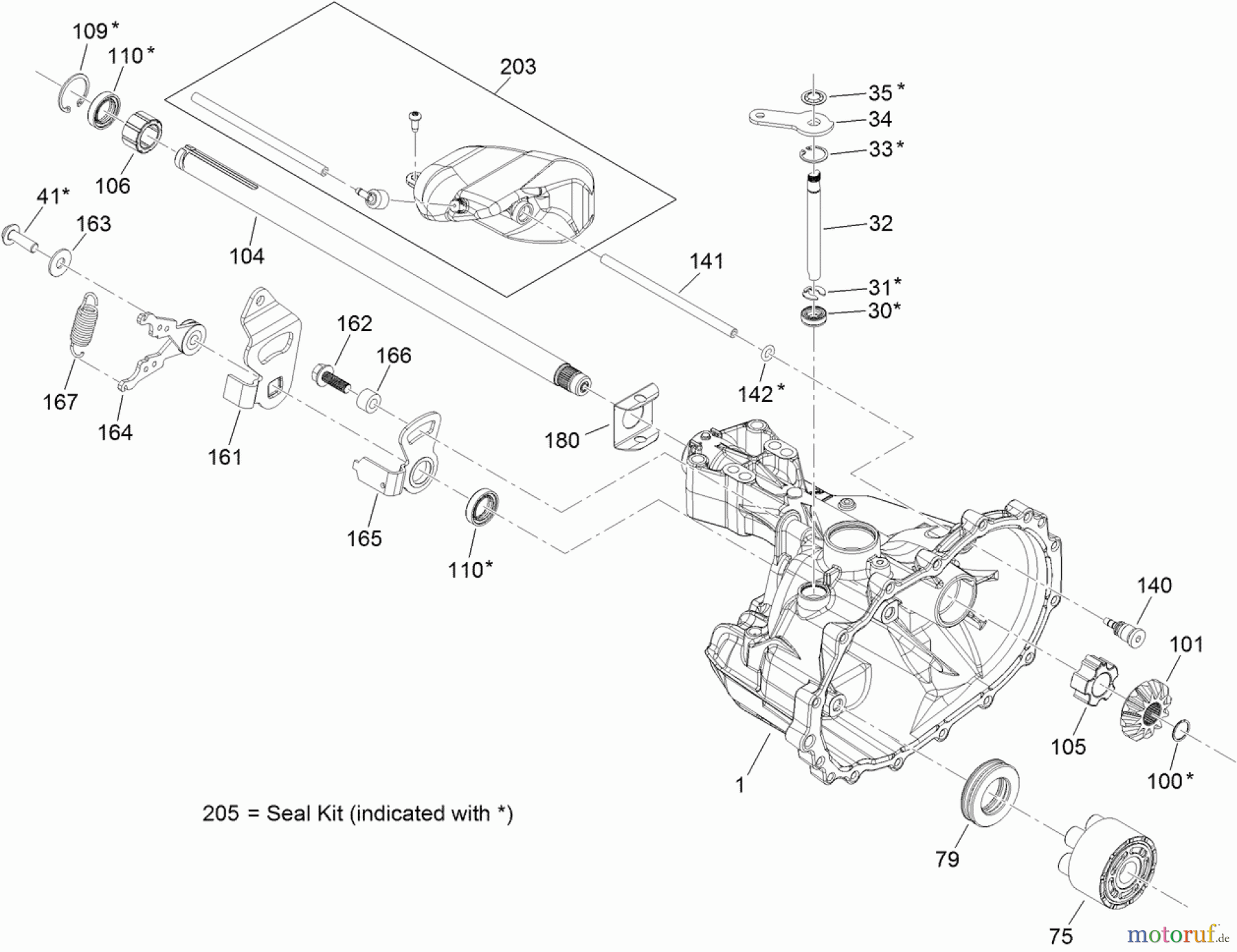 Toro Neu Mowers, Lawn & Garden Tractor Seite 1 74560 (DH 140) - Toro DH 140 Lawn Tractor, 2012 (SN 312000001-312999999) MAIN HOUSING TRANSMISSION ASSEMBLY NO. 121-0999