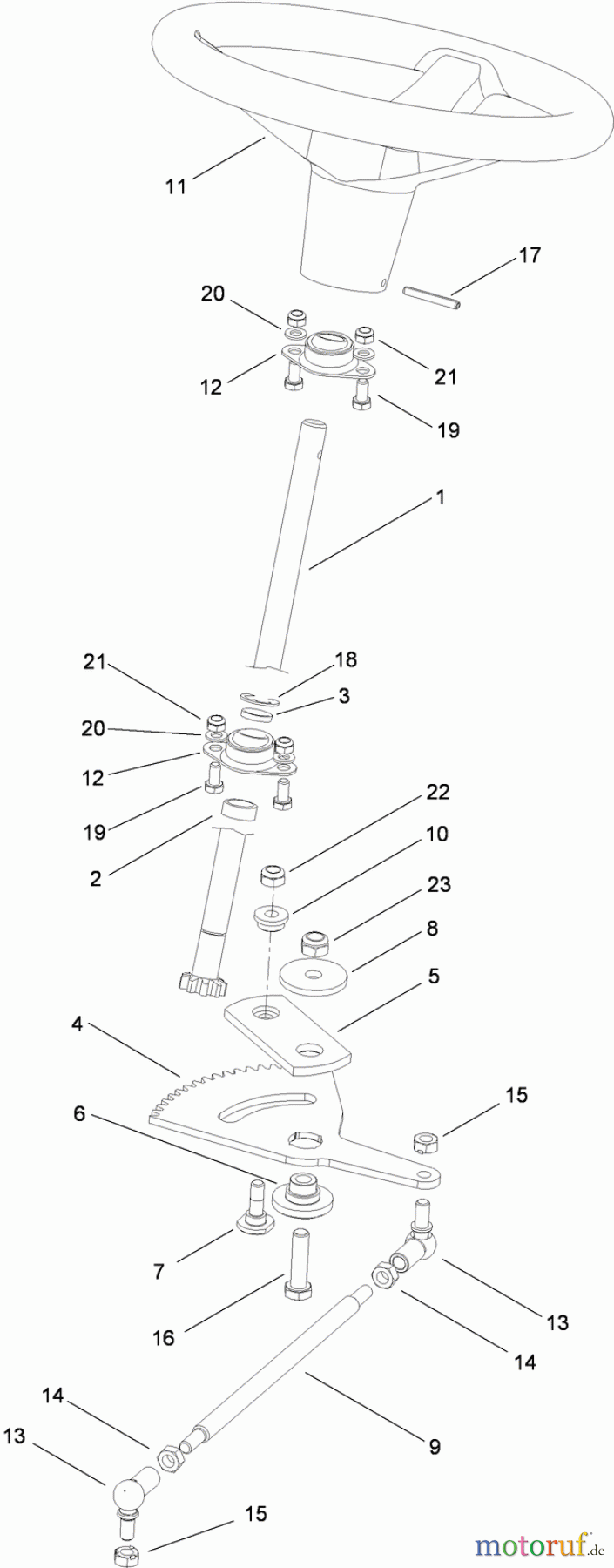 Toro Neu Mowers, Lawn & Garden Tractor Seite 1 74560 (DH 140) - Toro DH 140 Lawn Tractor, 2012 (SN 312000001-312999999) STEERING CONTROL ASSEMBLY