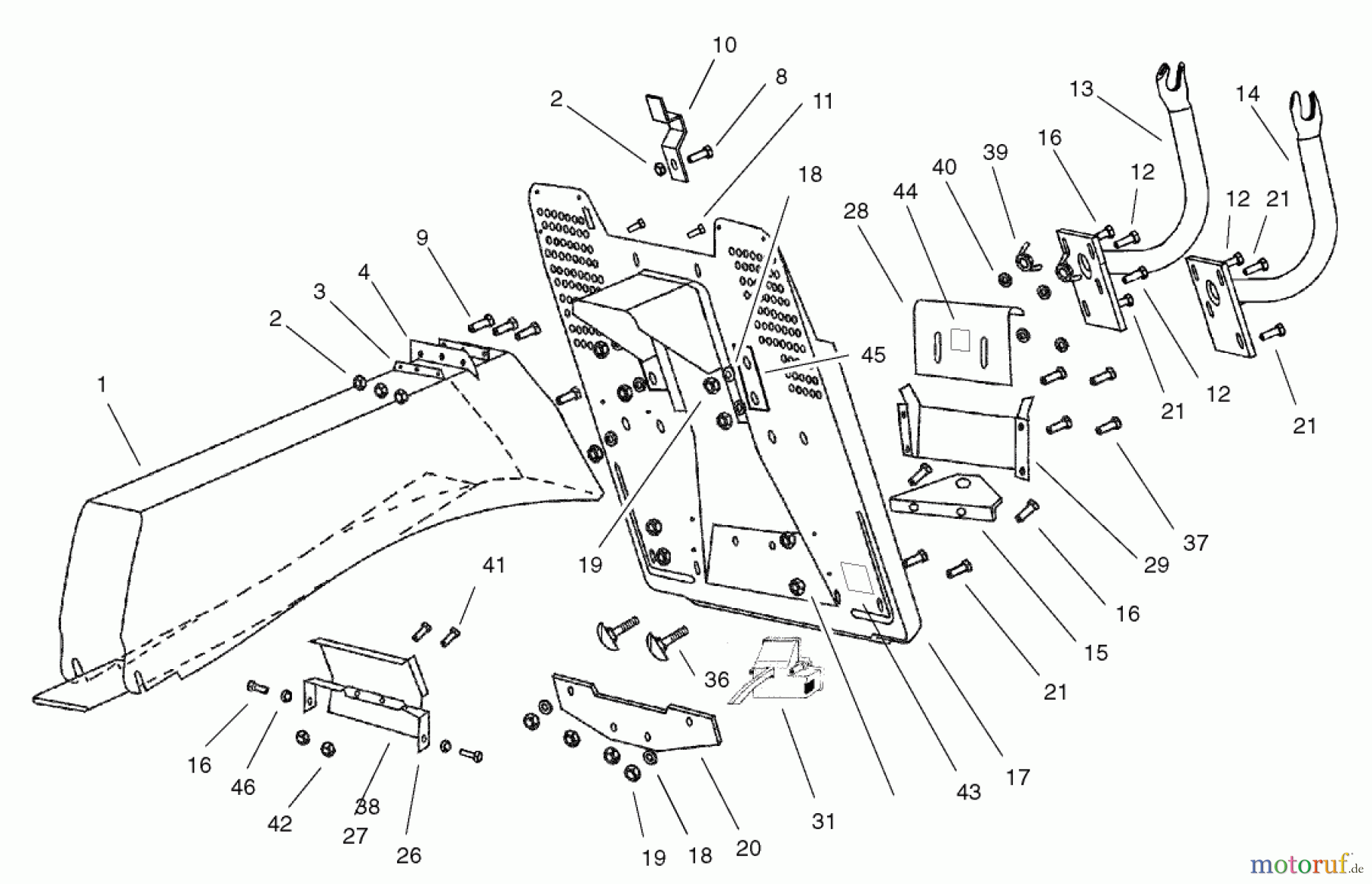  Toro Neu Mowers, Lawn & Garden Tractor Seite 1 74570 (170-DH) - Toro 170-DH Lawn Tractor, 2001 (210000001-210999999) CHUTE-COLLECTOR ASSEMBLY