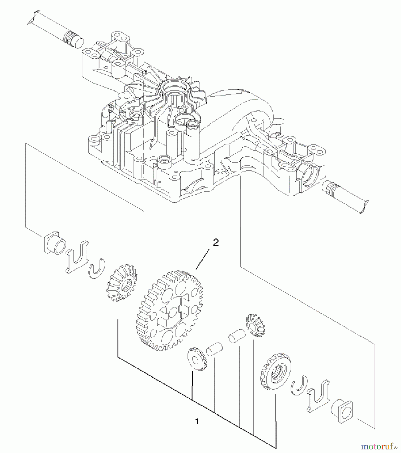 Toro Neu Mowers, Lawn & Garden Tractor Seite 1 74570 (170-DH) - Toro 170-DH Lawn Tractor, 2001 (210000001-210999999) DIFFERENTIAL GEAR ASSEMBLY