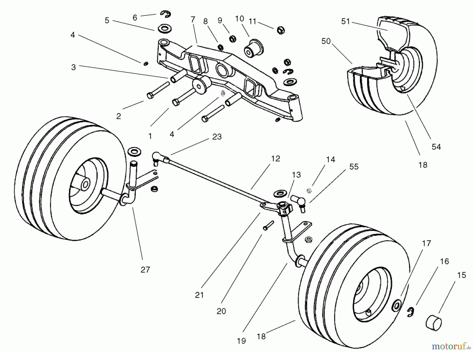Toro Neu Mowers, Lawn & Garden Tractor Seite 1 74570 (170-DH) - Toro 170-DH Lawn Tractor, 2001 (210000001-210999999) FRONT AXLE ASSEMBLY