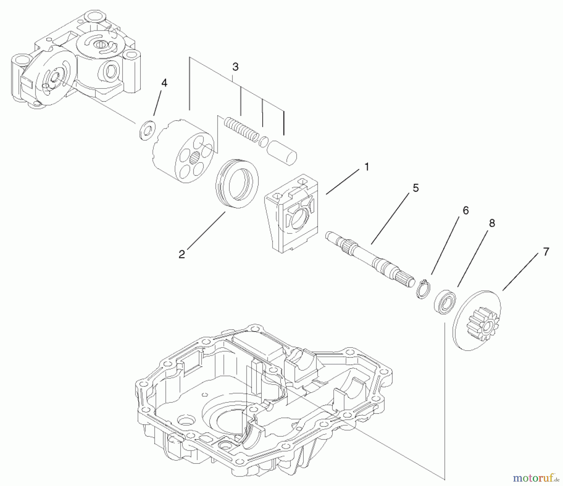 Toro Neu Mowers, Lawn & Garden Tractor Seite 1 74570 (170-DH) - Toro 170-DH Lawn Tractor, 2001 (210000001-210999999) MOTOR SHAFT ASSEMBLY