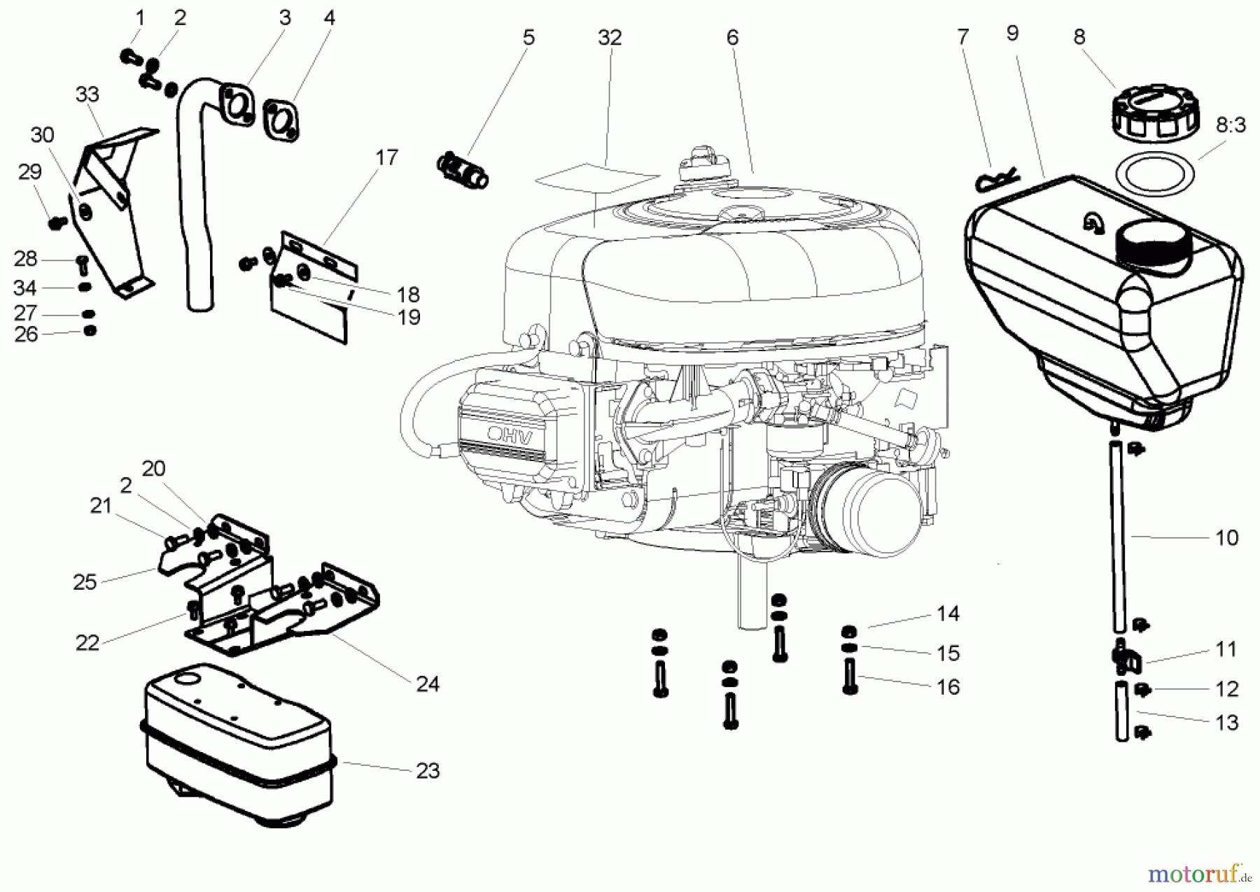 Toro Neu Mowers, Lawn & Garden Tractor Seite 1 74570 (170-DH) - Toro 170-DH Lawn Tractor, 2004 (240000001-240999999) ENGINE ASSEMBLY