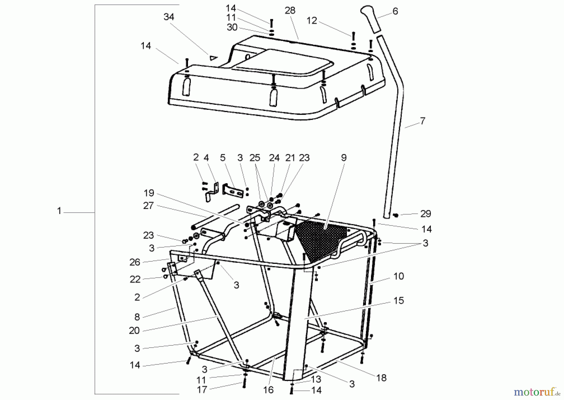 Toro Neu Mowers, Lawn & Garden Tractor Seite 1 74570 (170-DH) - Toro 170-DH Lawn Tractor, 2004 (240000001-240999999) GRASS COLLECTOR ASSEMBLY