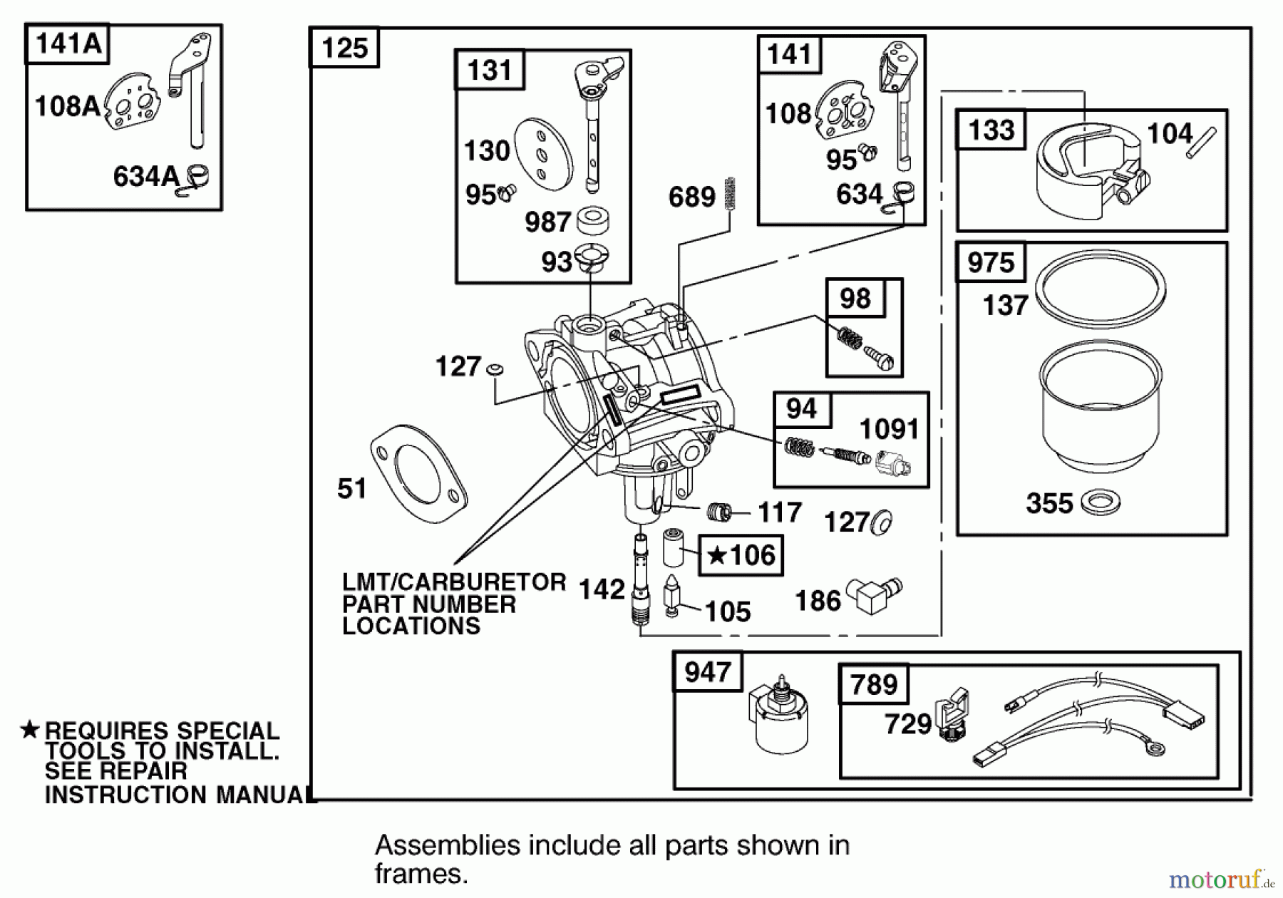  Toro Neu Mowers, Lawn & Garden Tractor Seite 1 74570 (DH 210) - Toro DH 210 Lawn Tractor, 2006 (260000001-260999999) CARBURETOR ASSEMBLY BRIGGS AND STRATTON 311777-0151-E1