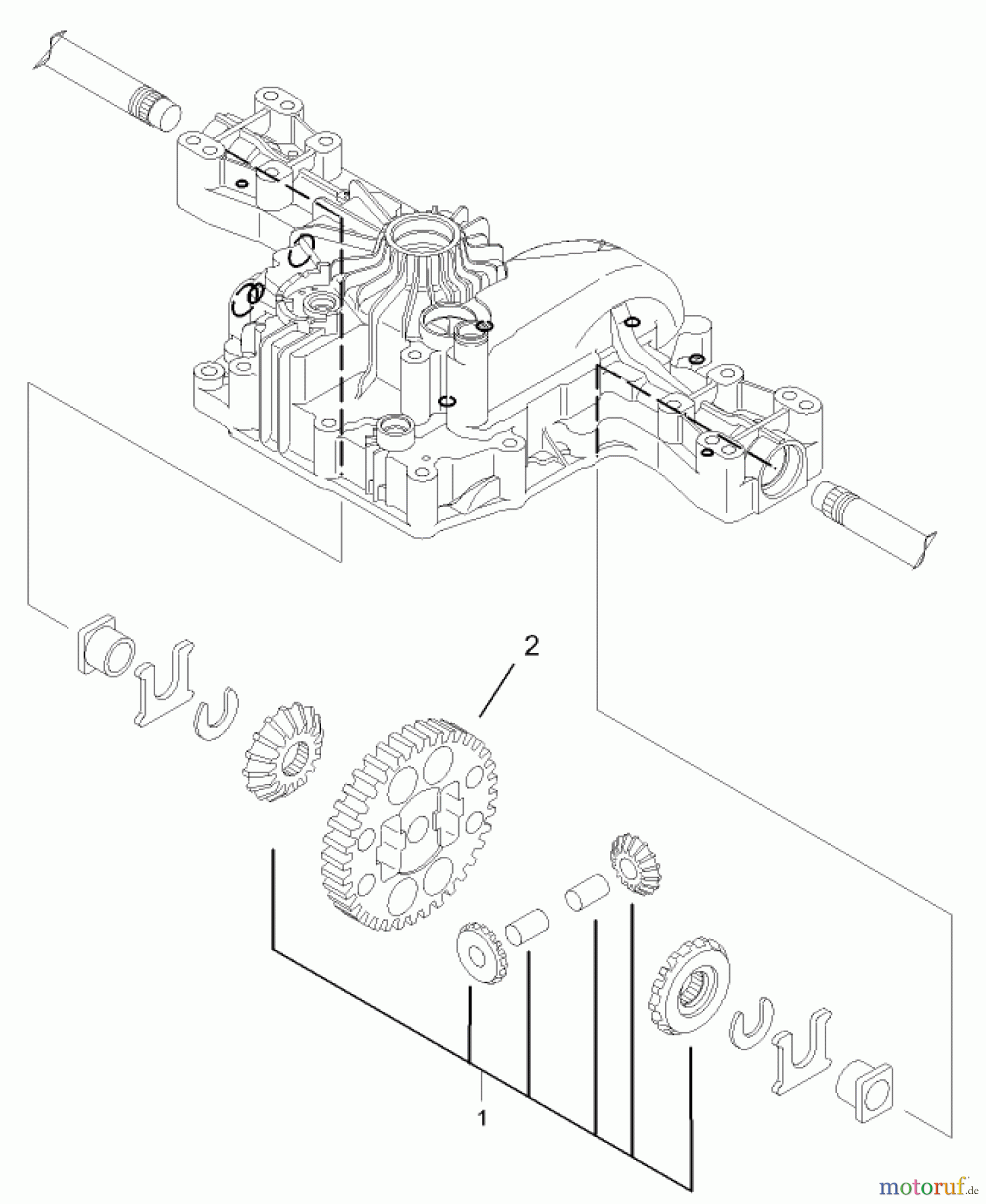 Toro Neu Mowers, Lawn & Garden Tractor Seite 1 74570 (DH 210) - Toro DH 210 Lawn Tractor, 2006 (260000001-260999999) DIFFERENTIAL GEAR ASSEMBLY TRANSMISSION ASSEMBLY NO. 104-2889