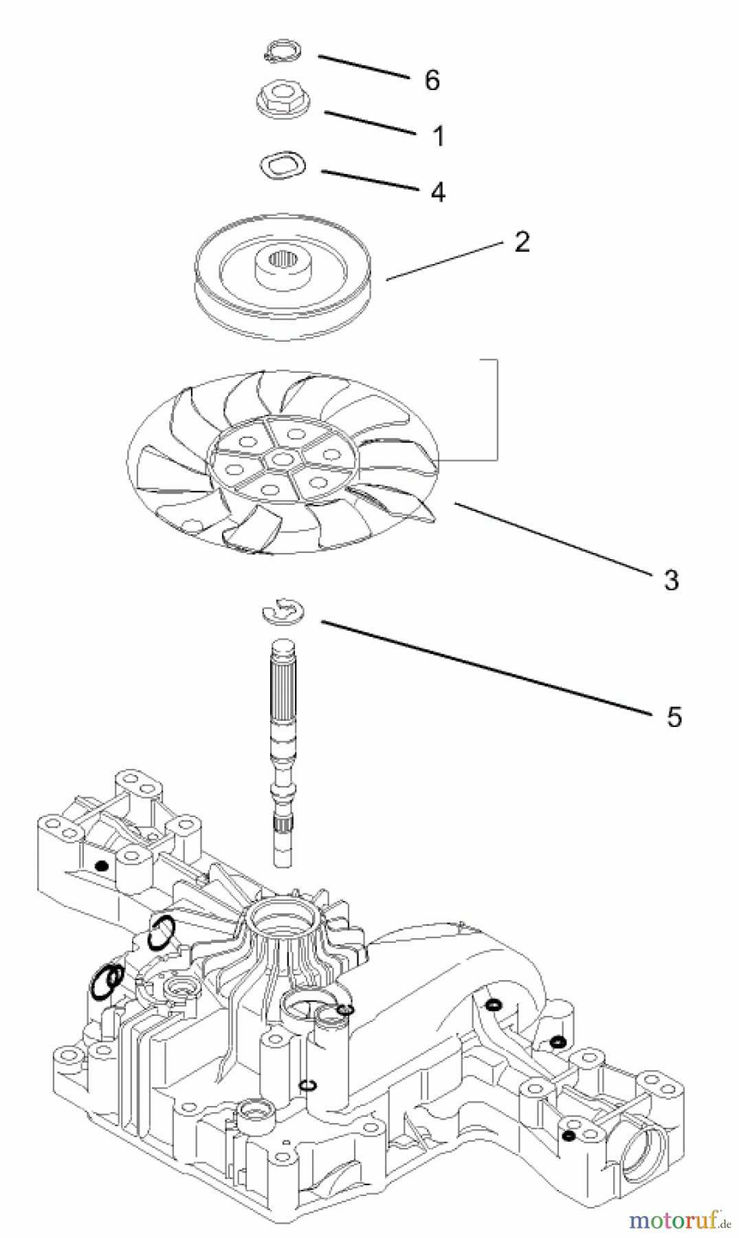 Toro Neu Mowers, Lawn & Garden Tractor Seite 1 74570 (DH 210) - Toro DH 210 Lawn Tractor, 2006 (260000001-260999999) FAN PULLEY ASSEMBLY TRANSMISSION ASSEMBLY NO. 104-2889