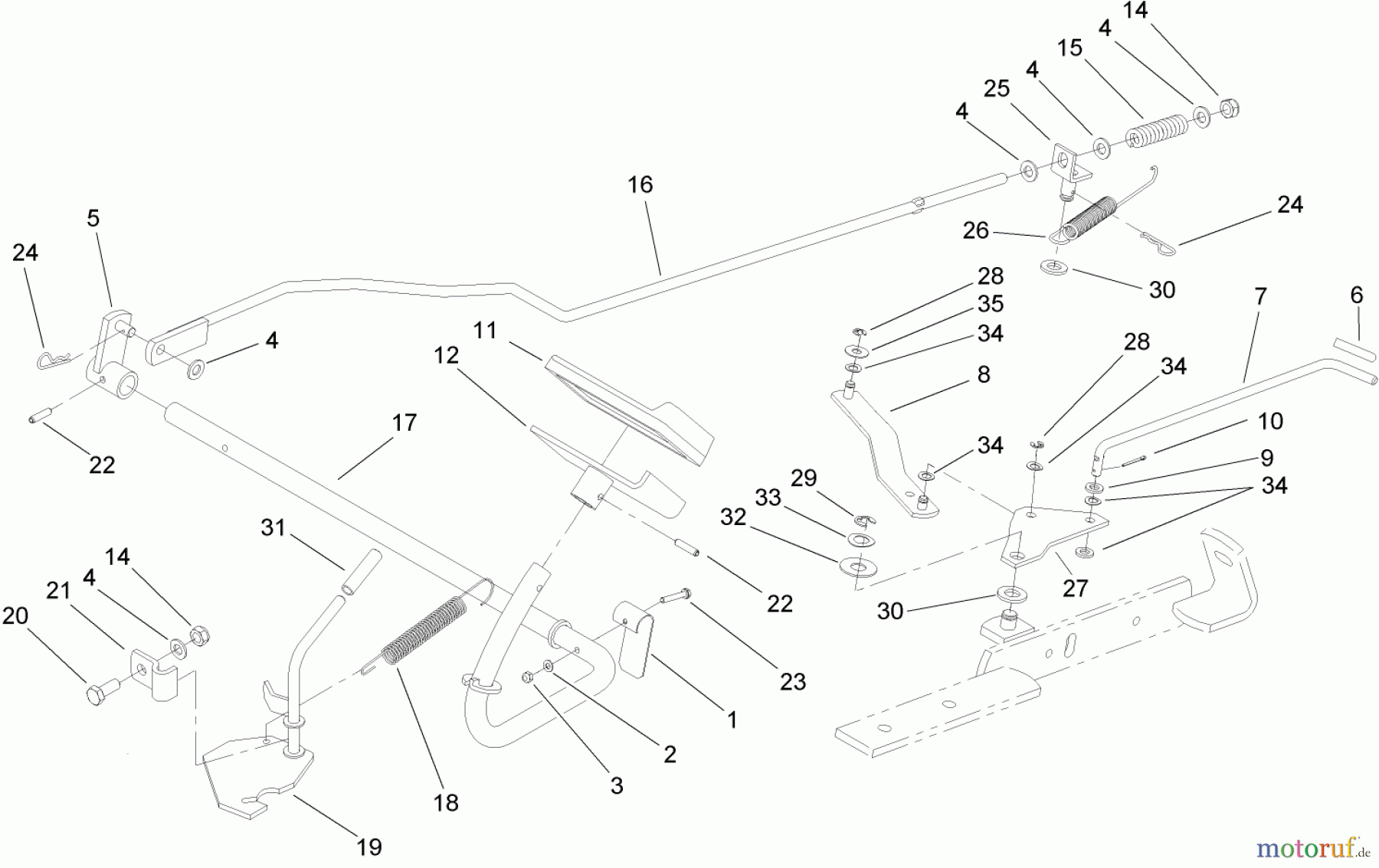 Toro Neu Mowers, Lawn & Garden Tractor Seite 1 74570 (DH 210) - Toro DH 210 Lawn Tractor, 2006 (260000001-260999999) OPERATION - BRAKE AND BYPASS ASSEMBLY